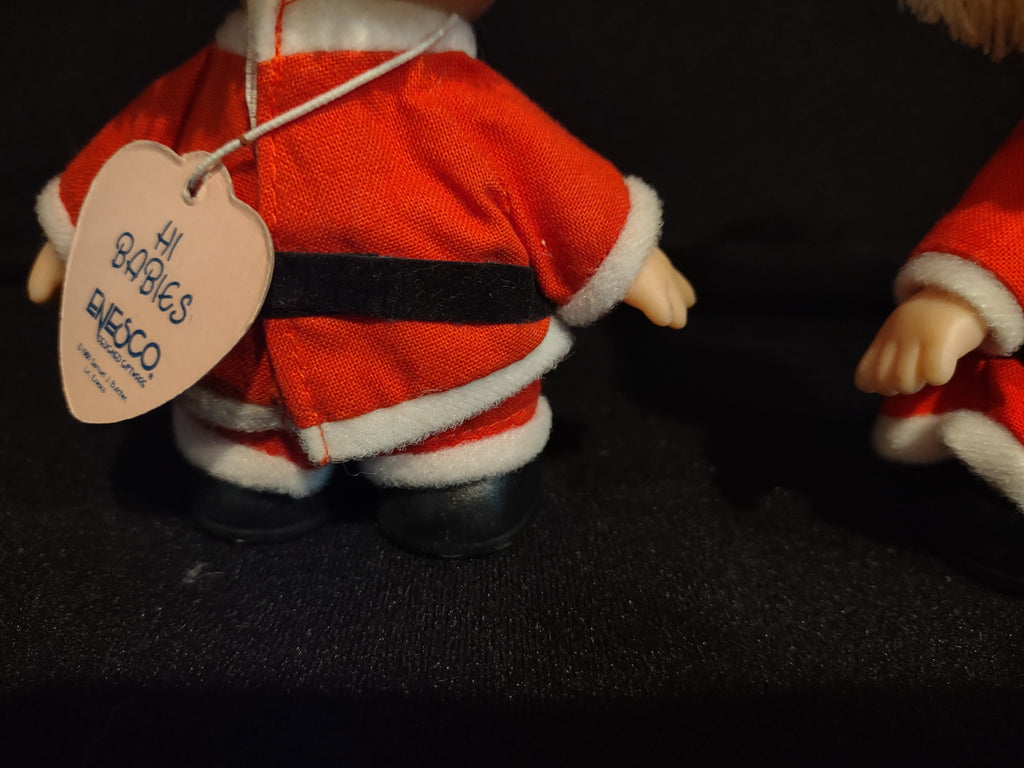 Vintage Christmas Precious Moments Hi Babies Santa Boy and Girl (lot 2446)