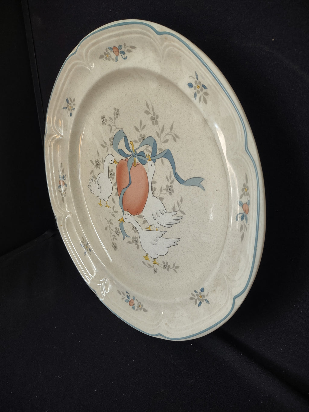 Marmalade Round Serving Plate Platter 12" Geese Apple Duck Ribbon (lot 2796c)
