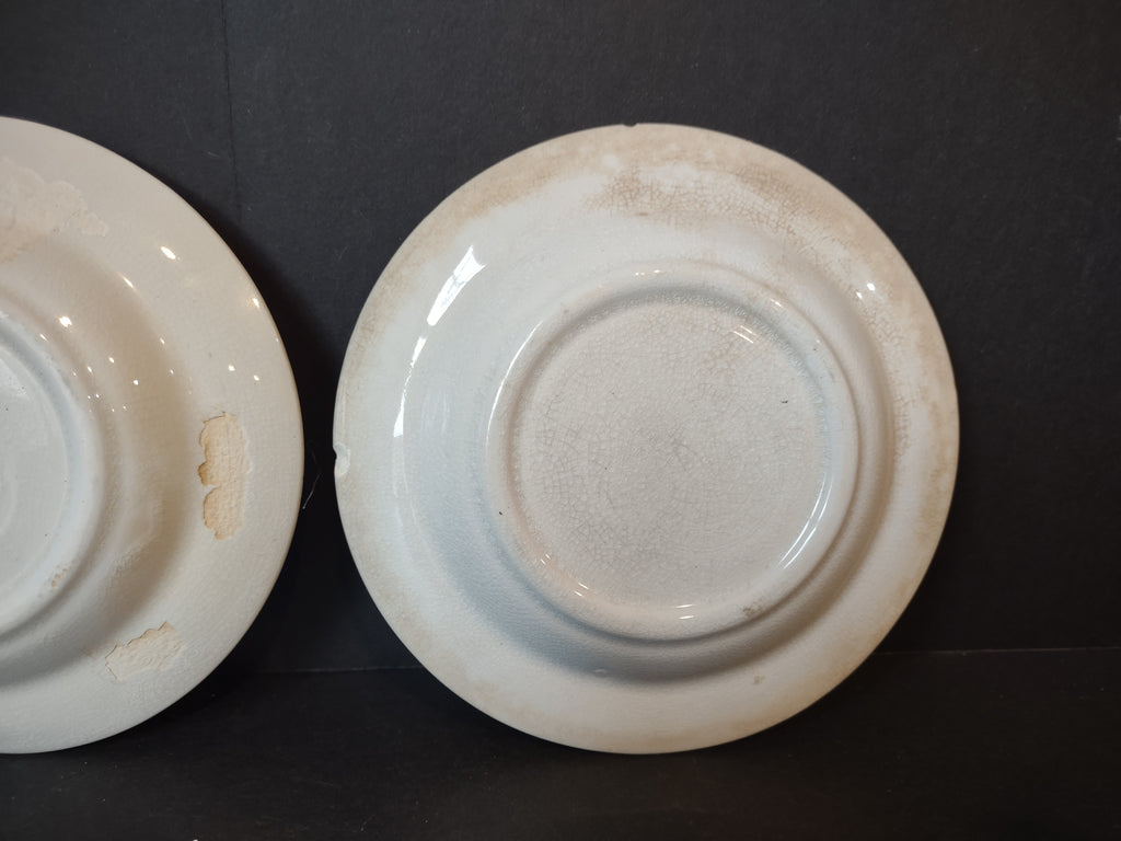 Vintage Ironstone Heavy Crazing Primitive Farmhouse Small Plate x 4 (lot 5346)