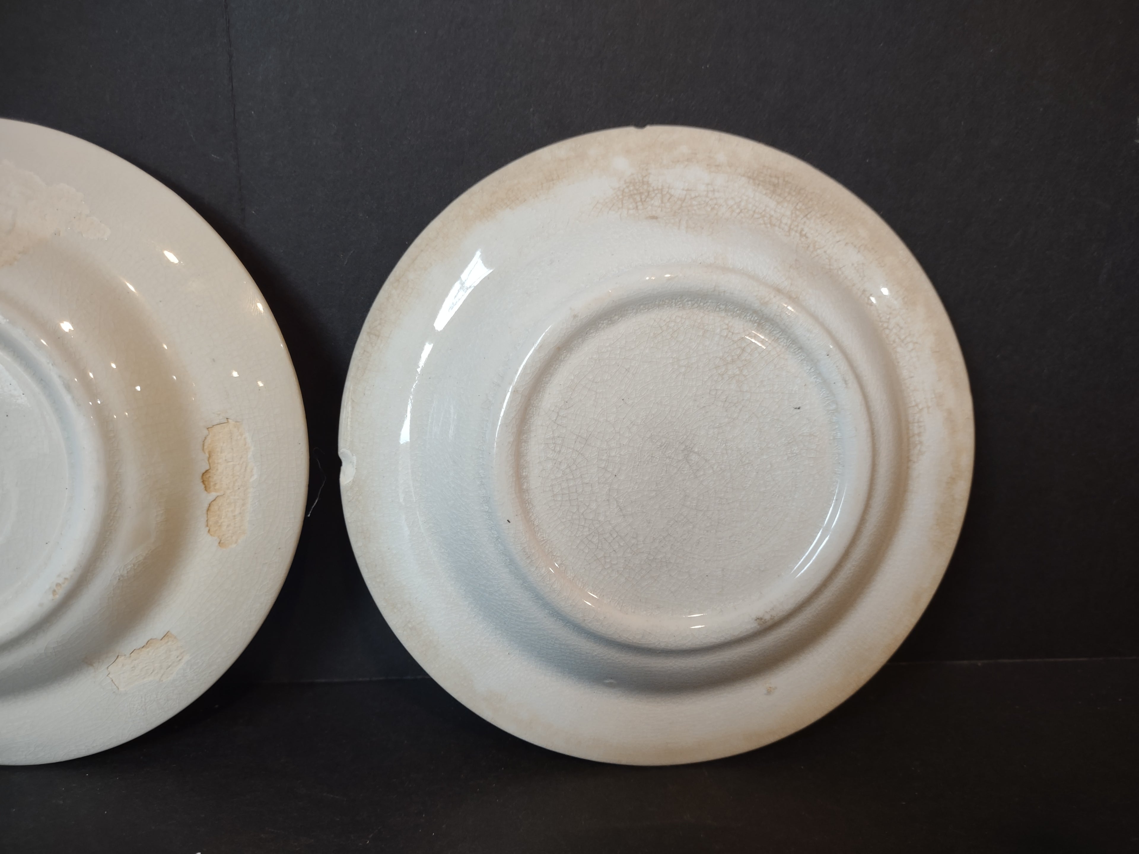 Vintage Ironstone Heavy Crazing Primitive Farmhouse Small Plate x 4 (lot 5346)