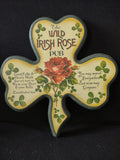 Vintage Wooden Wall Hanging Wild Irish Rose Pub Shamrock Shaped (Lot 5197t)
