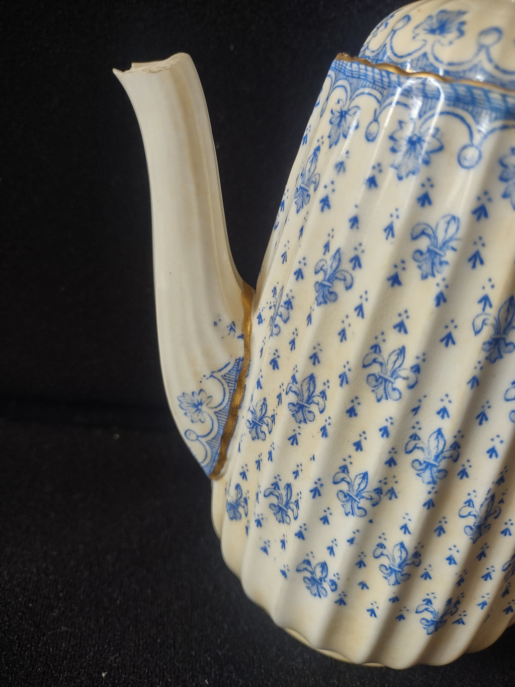Vintage Copeland Spode Coffee Pot Earthenware Blue Ermine IMPERFECT (Lot 5764)