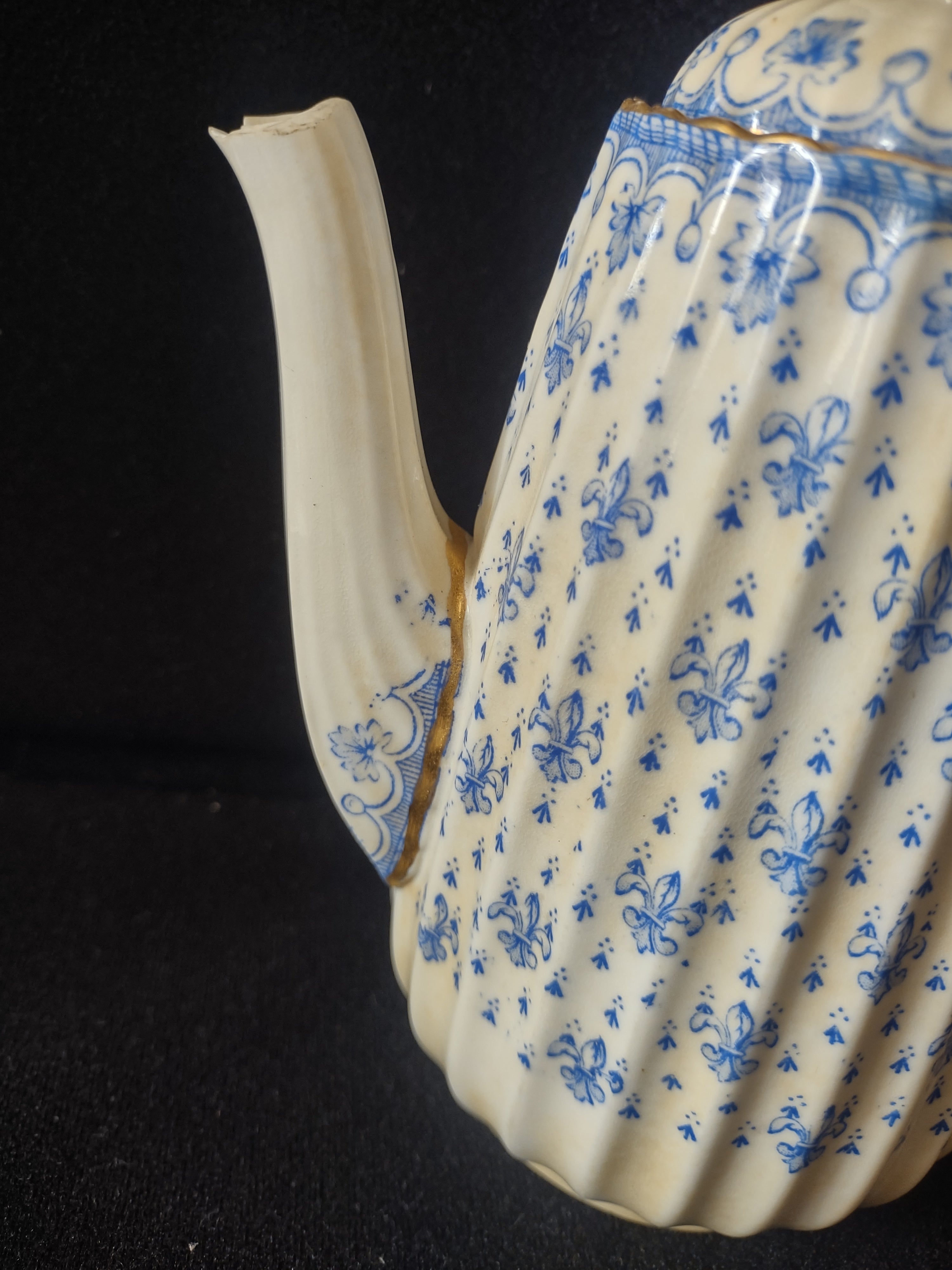 Vintage Copeland Spode Coffee Pot Earthenware Blue Ermine IMPERFECT (Lot 5764)