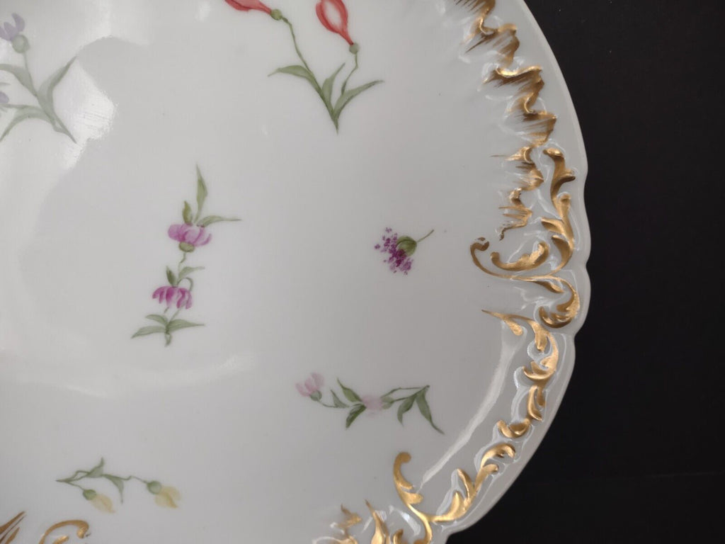 Set 3 JP France Plate Relief Molded Scrollwork Guild Gold Edge Luncheon (lot 358