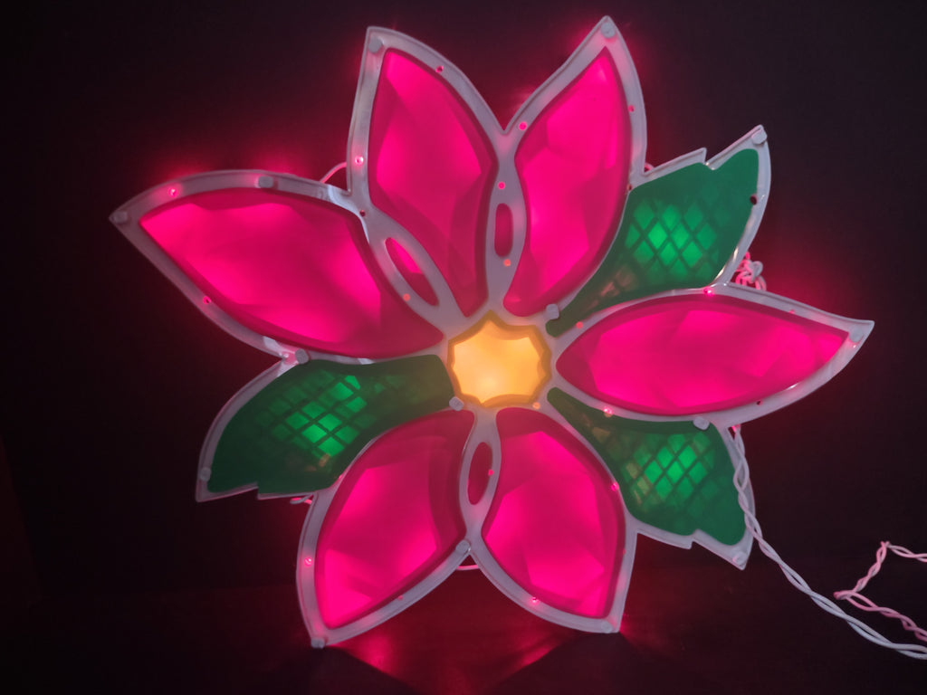 Christmas Poinsettia Flower Light Up Sculpture Decoration 17" (lot 1549)