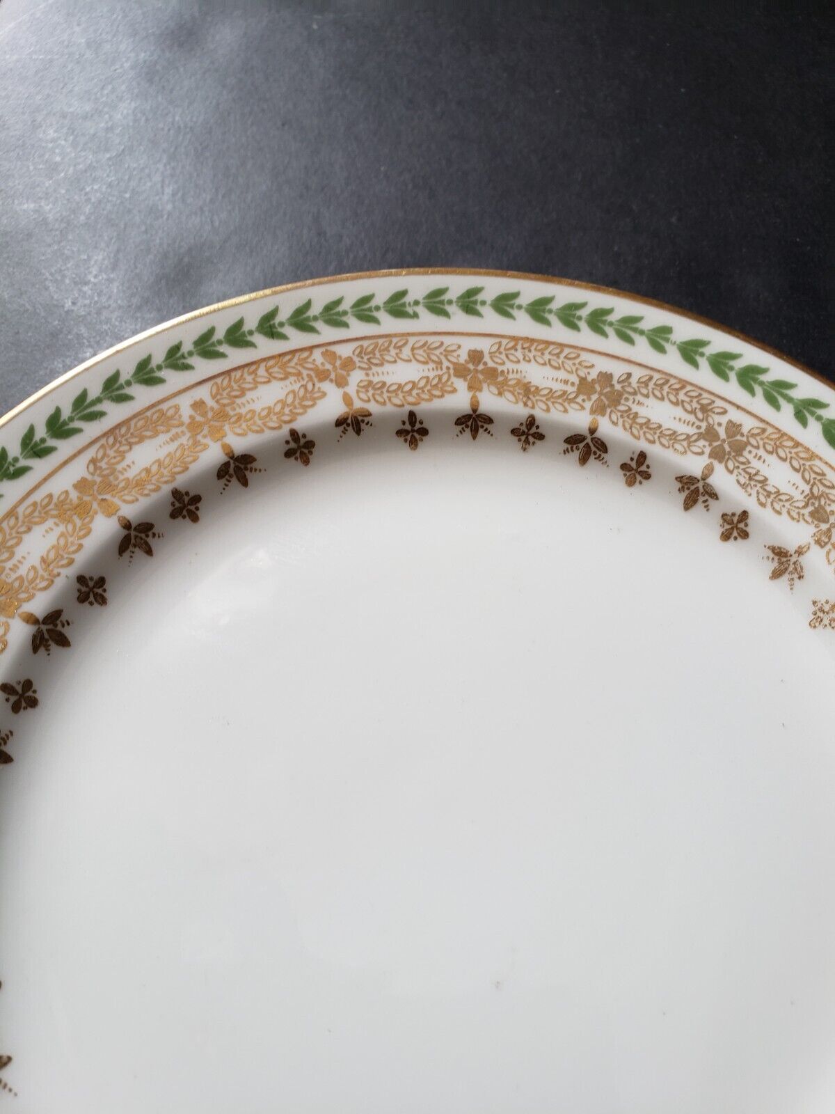 JP Limoges France Gold Trim Green Laurel 6-1/4" Bread/Butter Plate (588)