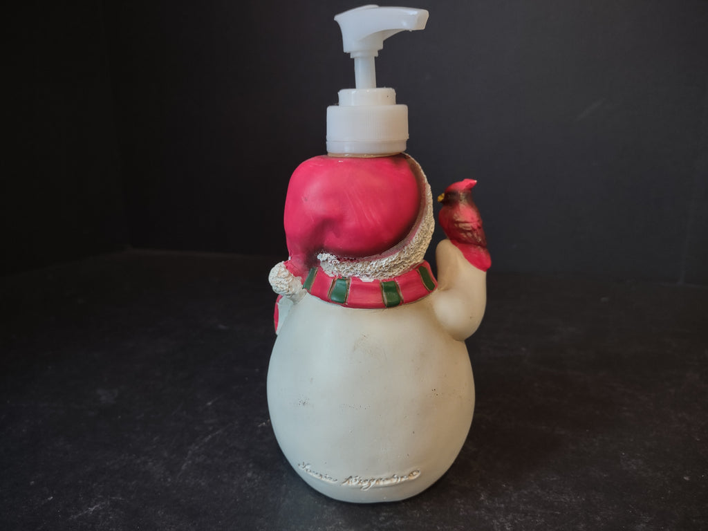 Vintage Soap Dispenser Snowman Christmas Robin Laurie (lot 2461)