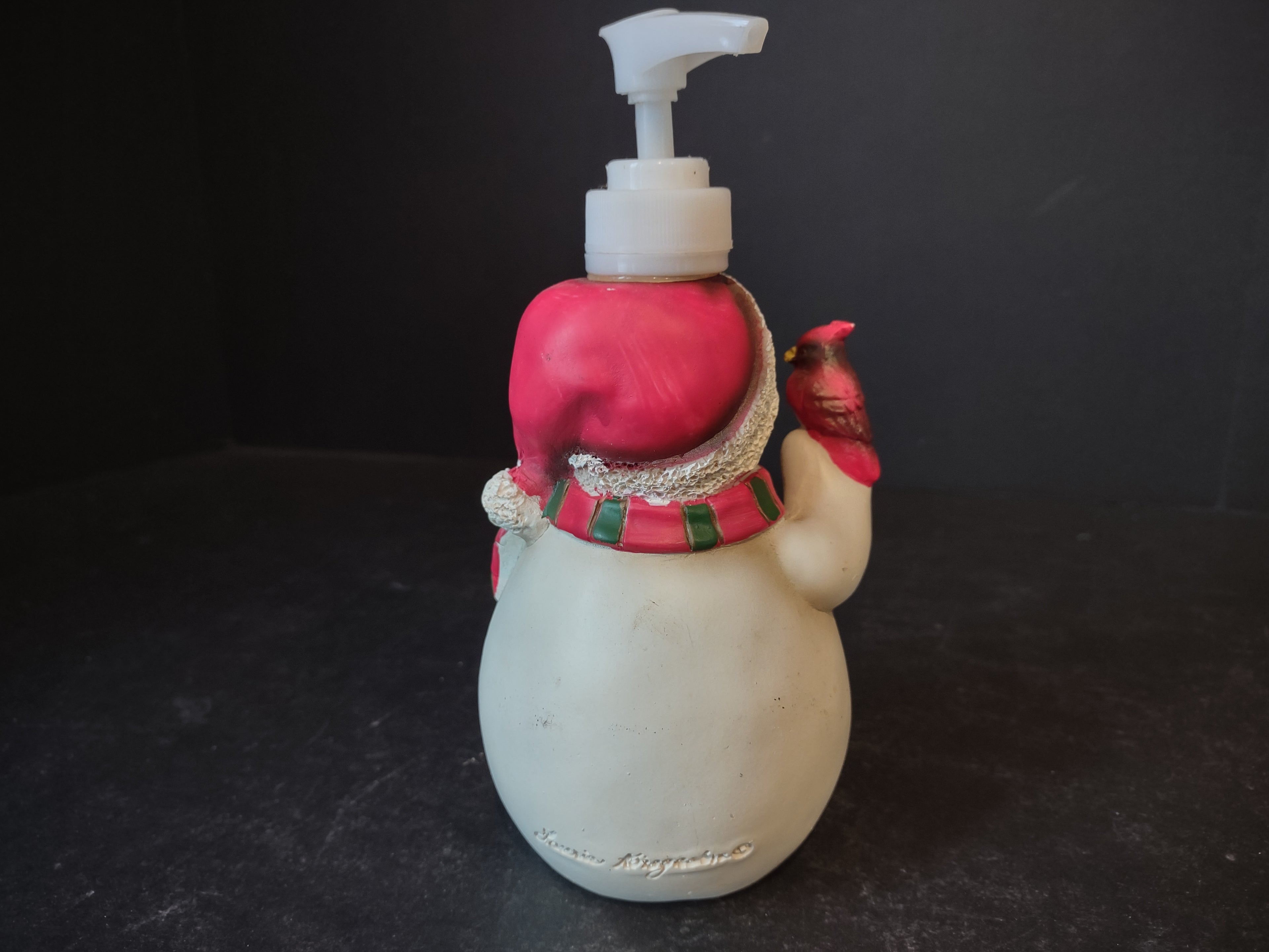 Vintage Soap Dispenser Snowman Christmas Robin Laurie (lot 2461)