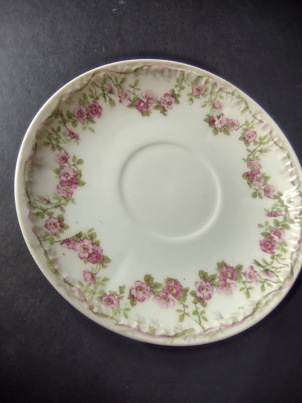 GDA Limoges Saucer ONLY Apple Blossom Garland Swag Ribbon (lot 751)