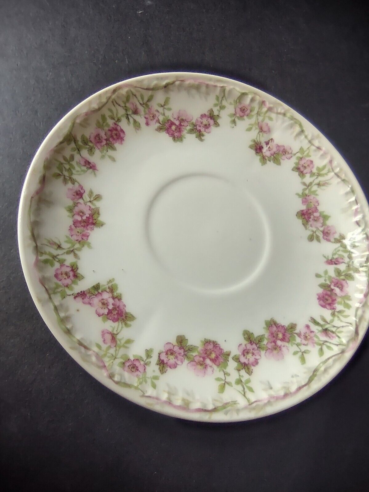 GDA Limoges Saucer ONLY Apple Blossom Garland Swag Ribbon (lot 751)