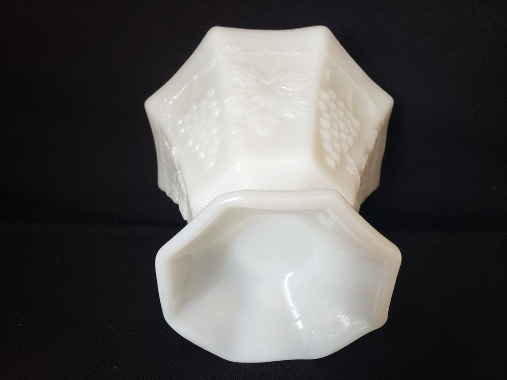 Vintage Milk Glass Candy Container Grape Design with Lid (lot 2219)