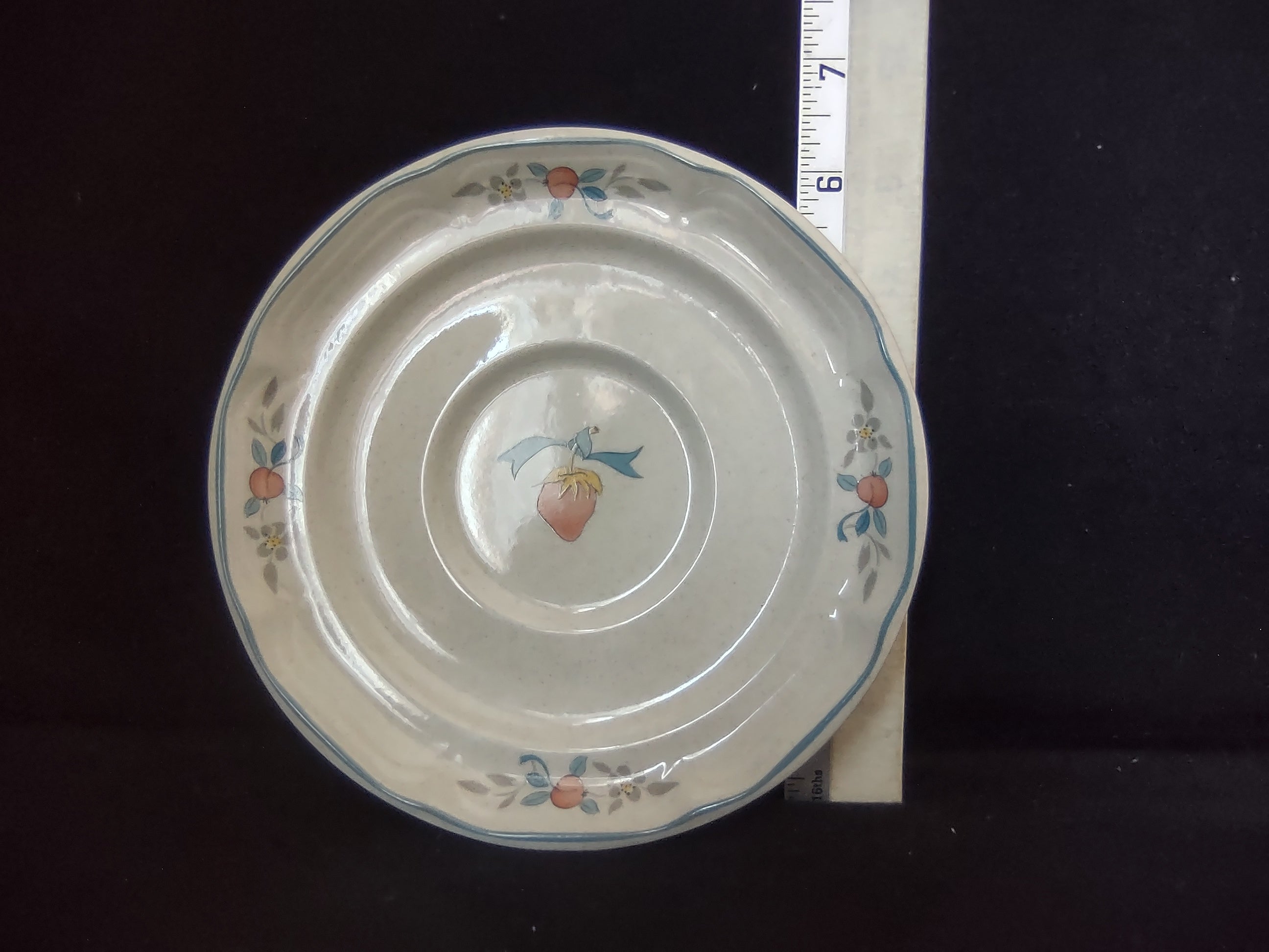 Marmalade Stoneware Japan Strawberry Saucer 6" Geese Duck Ribbon (lot 2831c)