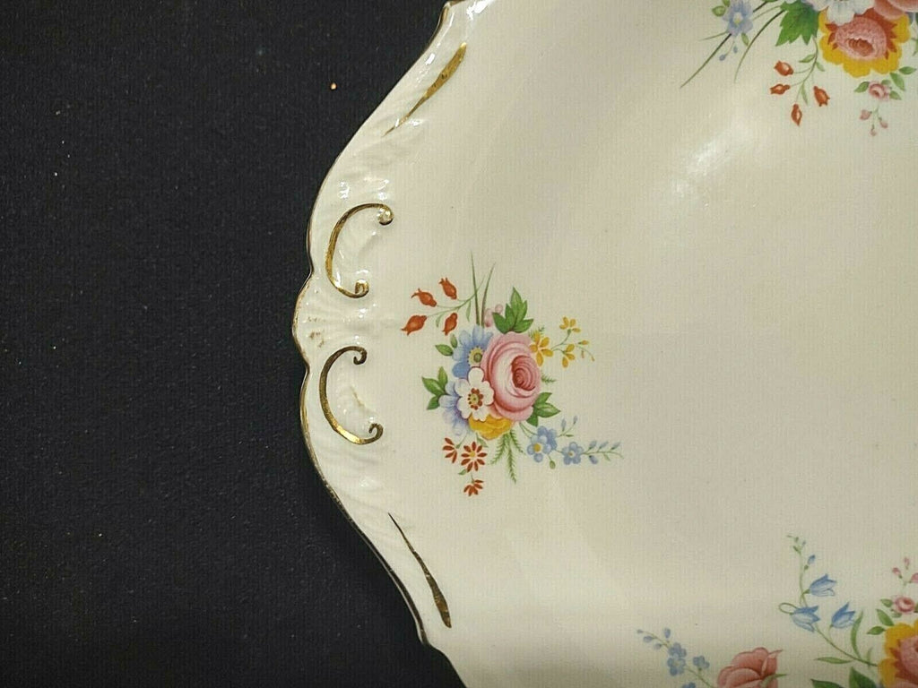 Paragon Fine Bone China Serving Cake Plate Platter Rose Design White Gold (lot 013)
