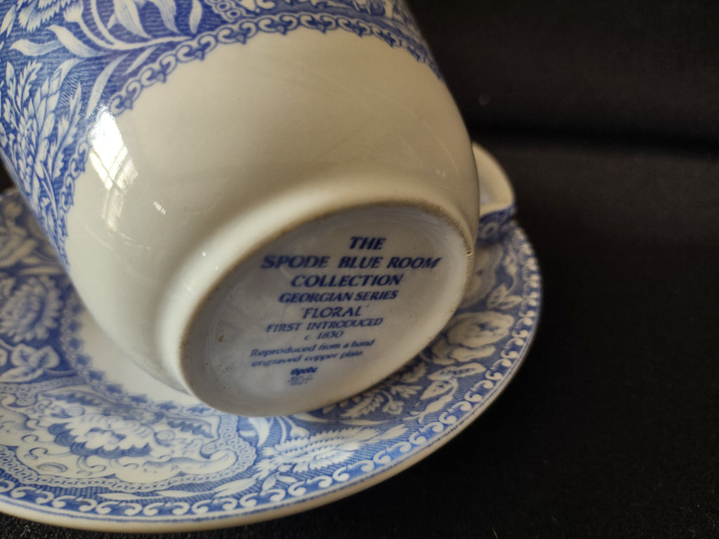 Spode Blue & White Room Teacup Floral Vintage English Transferware (lot 5846)
