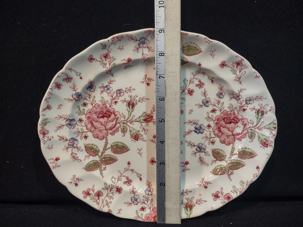Vintage Serving Platter Rose Chintz Johnson Bros Red Stamp (lot 5689)