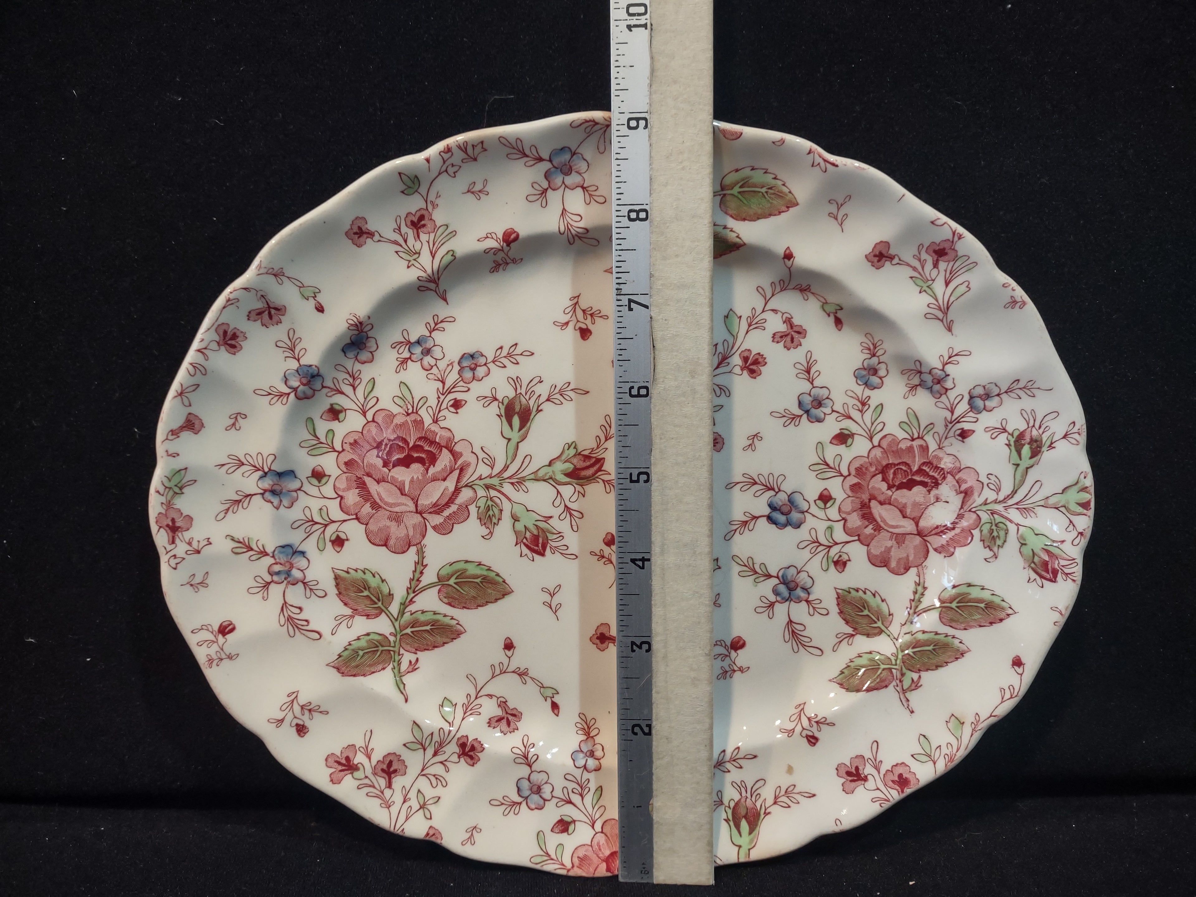 Vintage Serving Platter Rose Chintz Johnson Bros Red Stamp (lot 5689)
