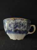 Vintage English Teacup Blue White Gold Trim REPAIRED (Lot 5577)
