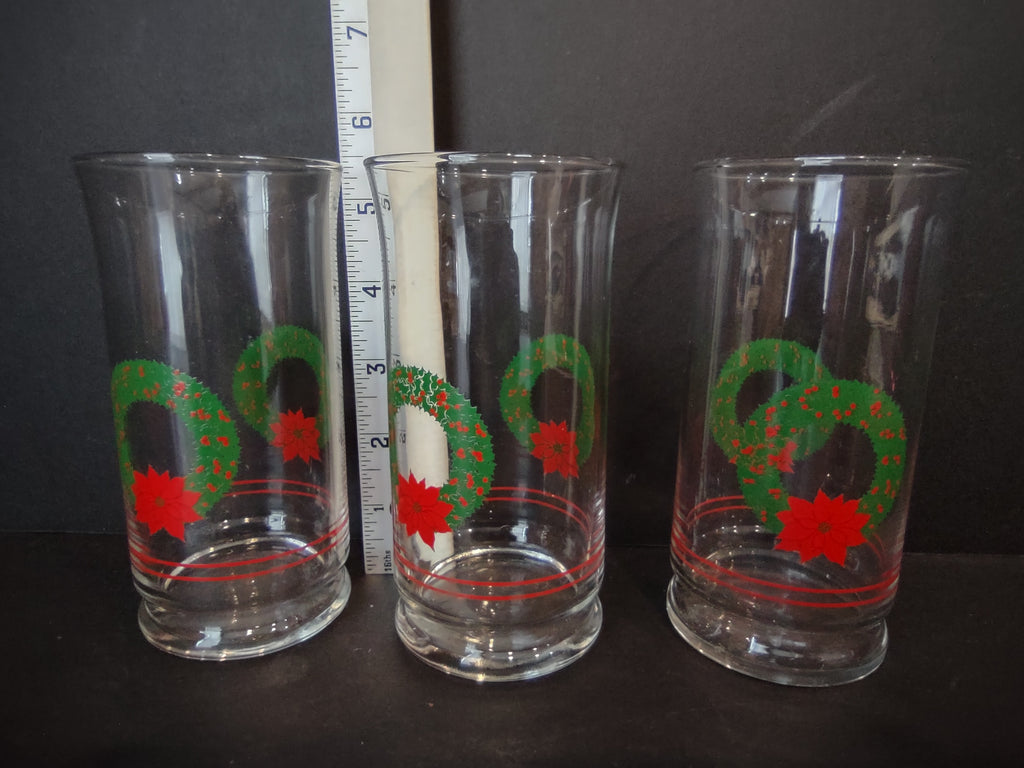Christmas Glass Libbey Holly Water & Arby Dessert Parfait (lot 1209)