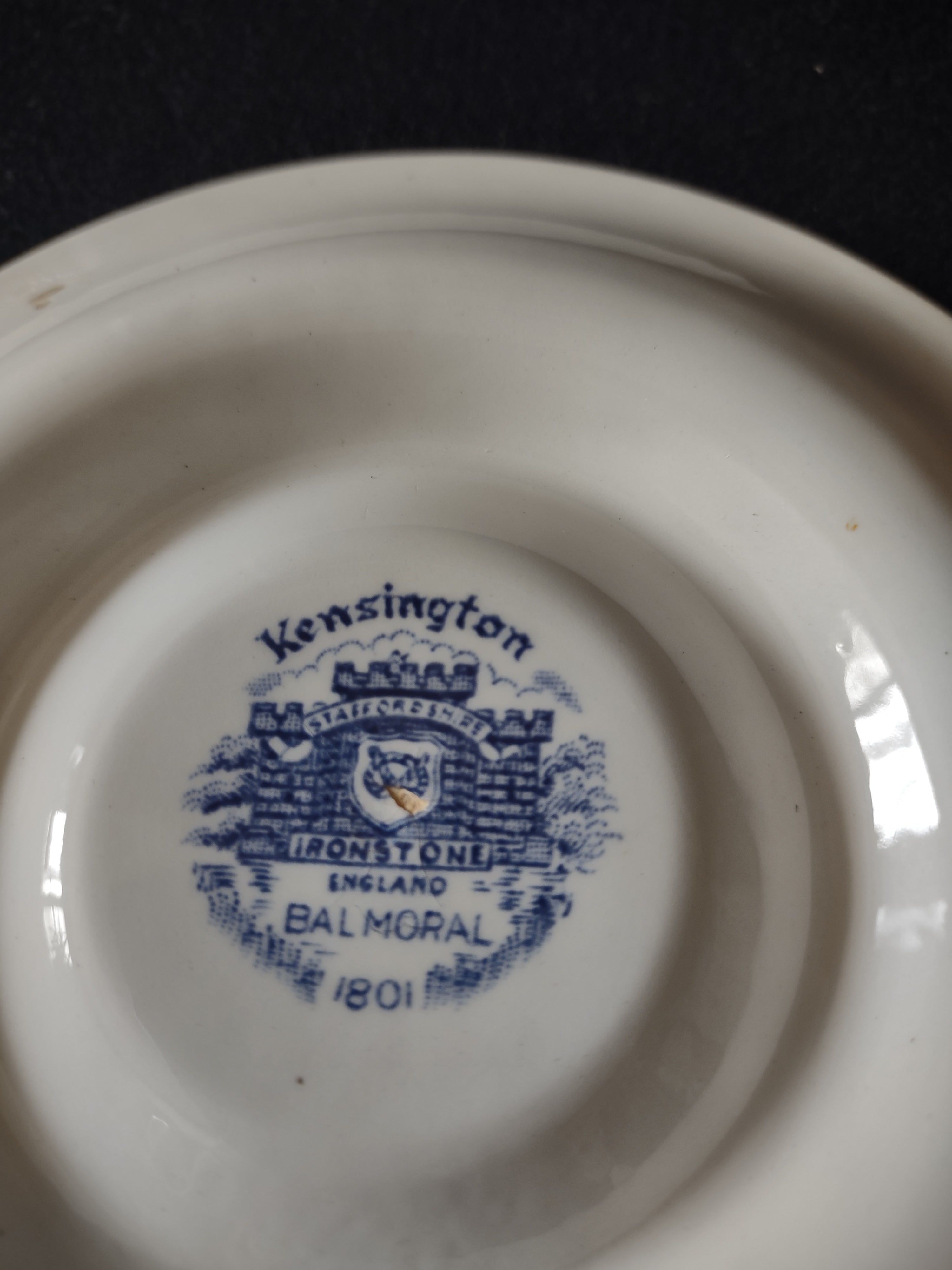Vintage Kensington Staffordshire Saucer Ironstone Balmoral Blue (Lot 5588)