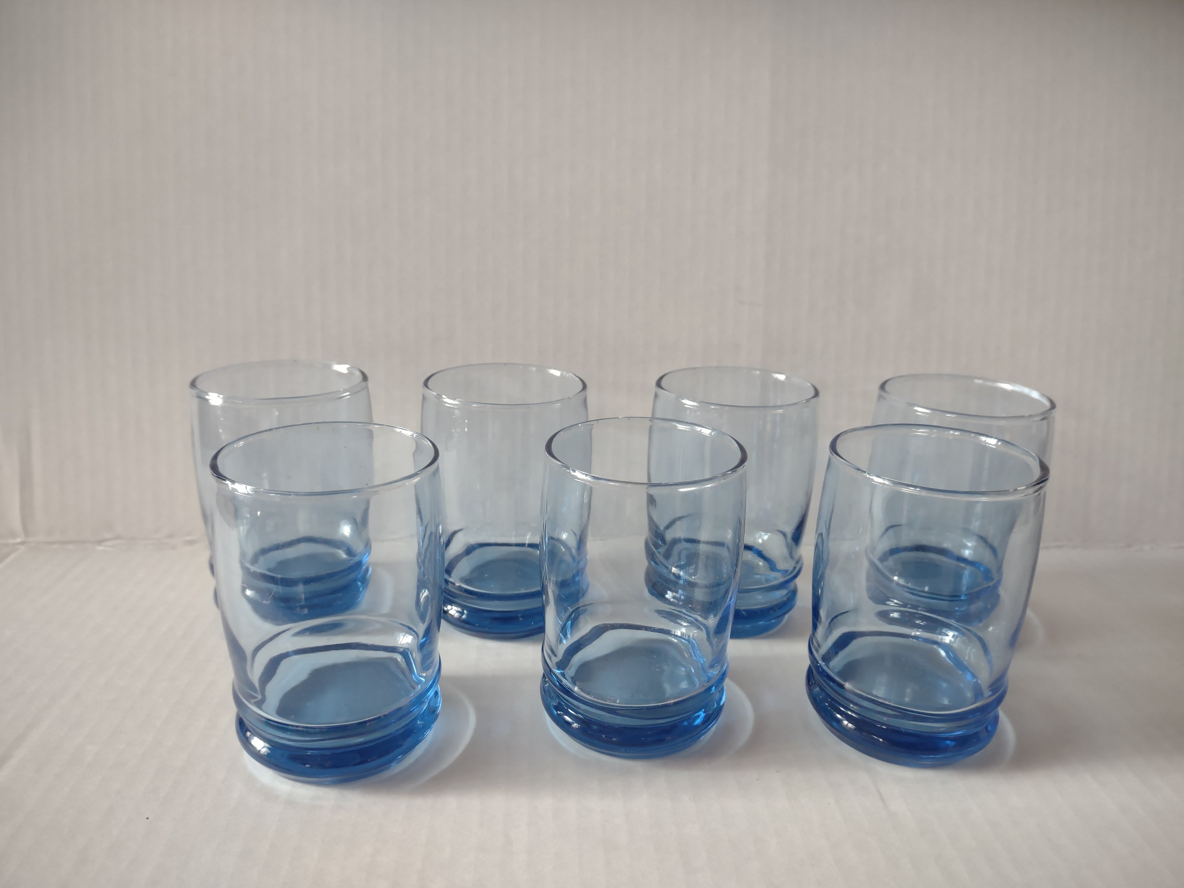 Vintage MCM Anchor Hocking Blue 3-1/2" Glass x 7 (lot 5156)