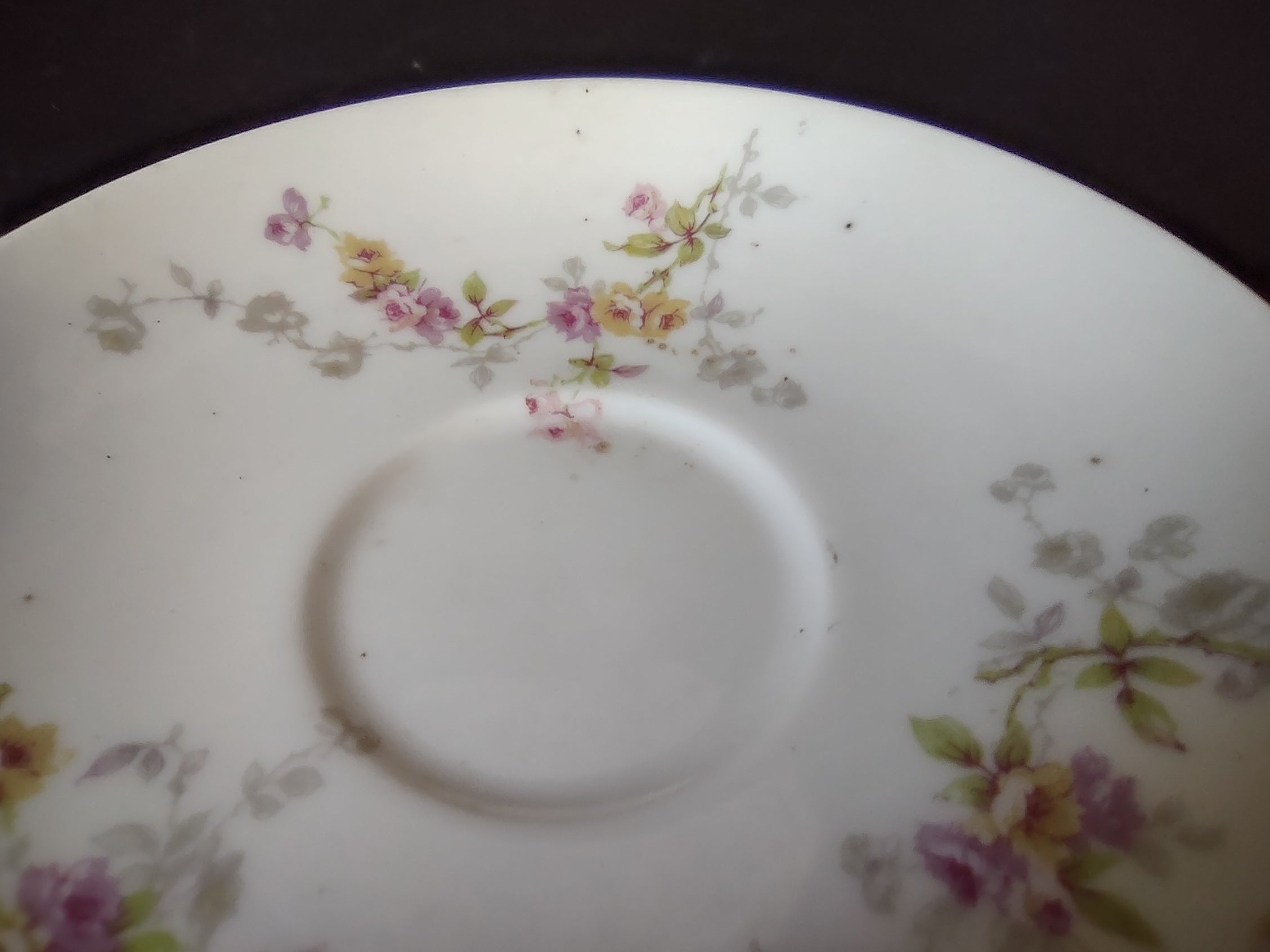 Haviland Limoges Saucer ONLY Pink Yellow Rose (lot 917)