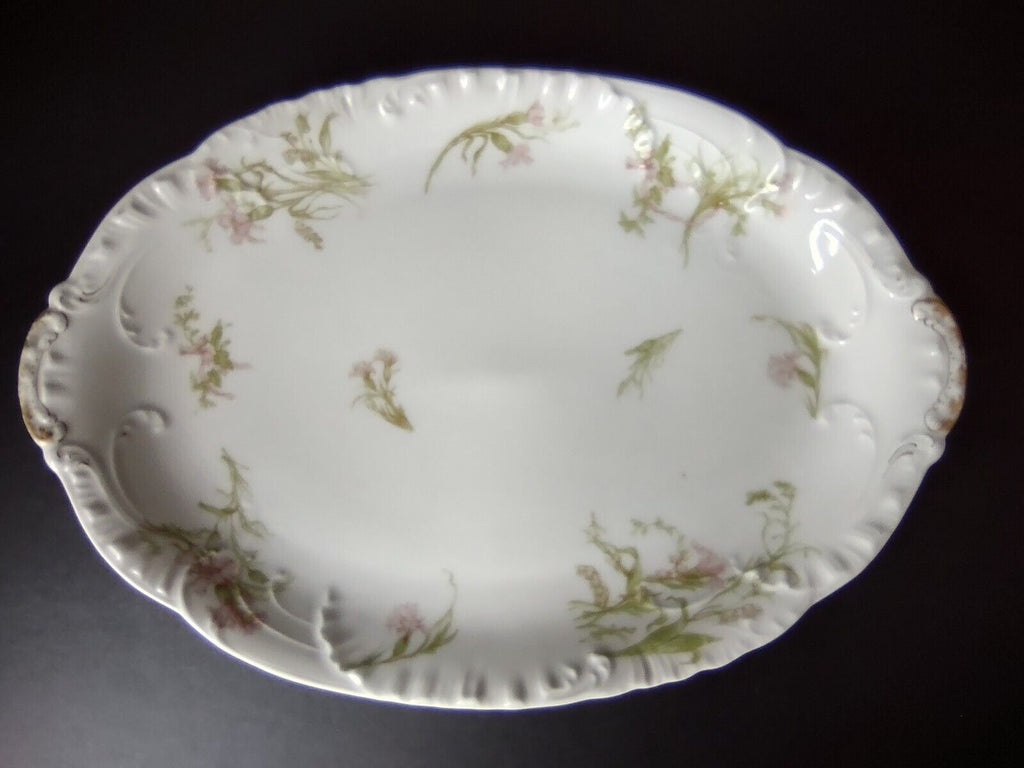 Haviland Limoges Gold Handle Carnation Serving Platter 15-1/2" (lot 340)