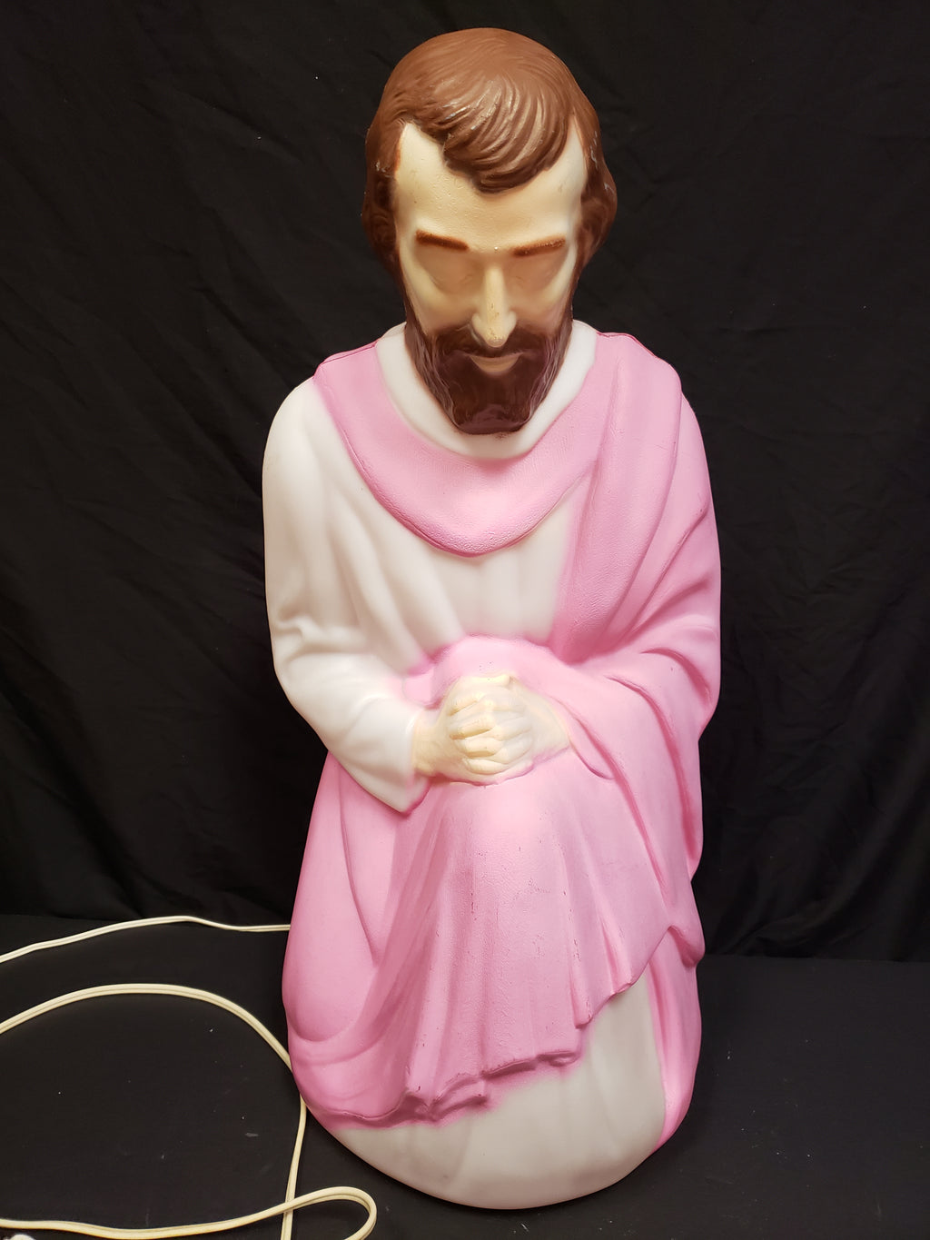 Vintage Christmas Outdoor Blow Mold Nativity Joseph Pink Figurine 27" (lot 2244)