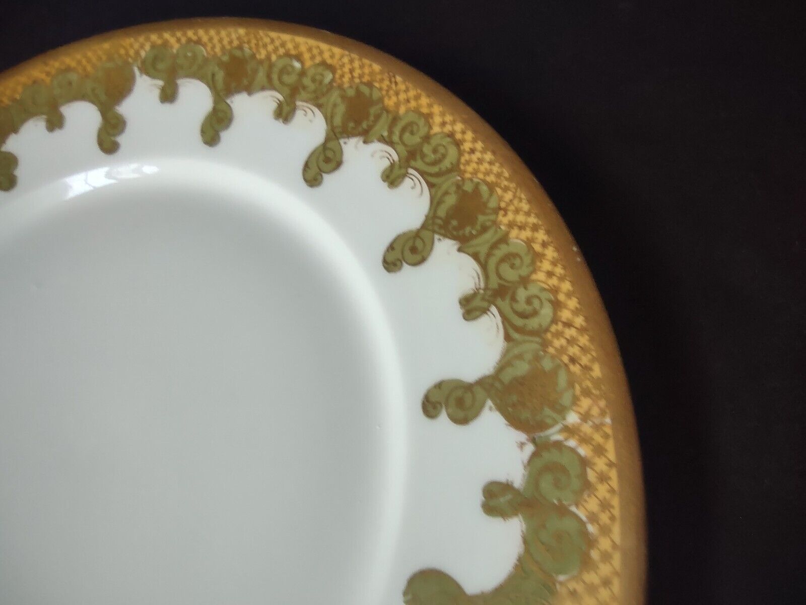 Haviland Limoges Gold Trim Green Design Dinner Plate (lot 626)