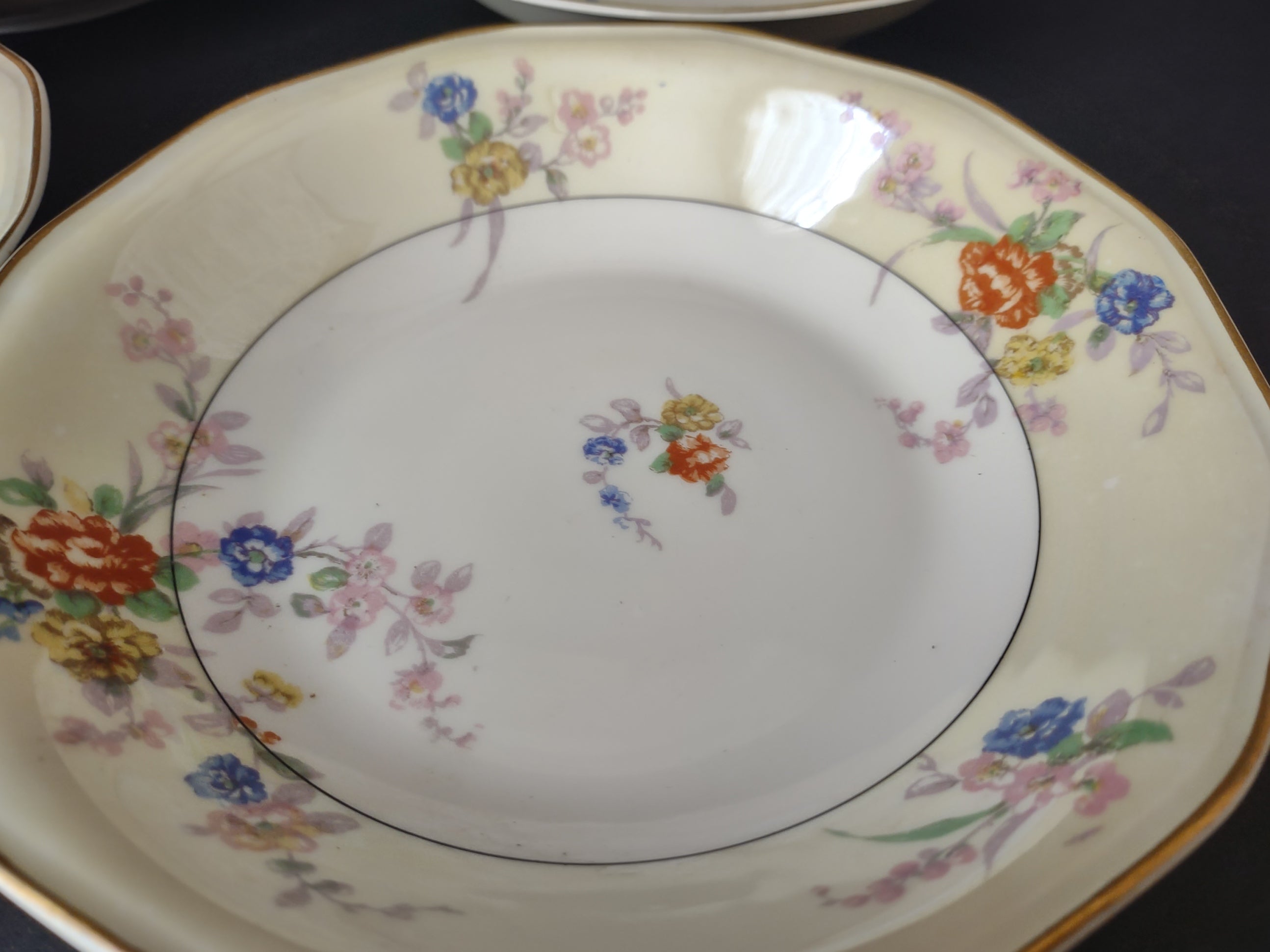 Haviland Limoges Yellow Jewel 6 x Cream Soup Bowl Floral (lot 816)