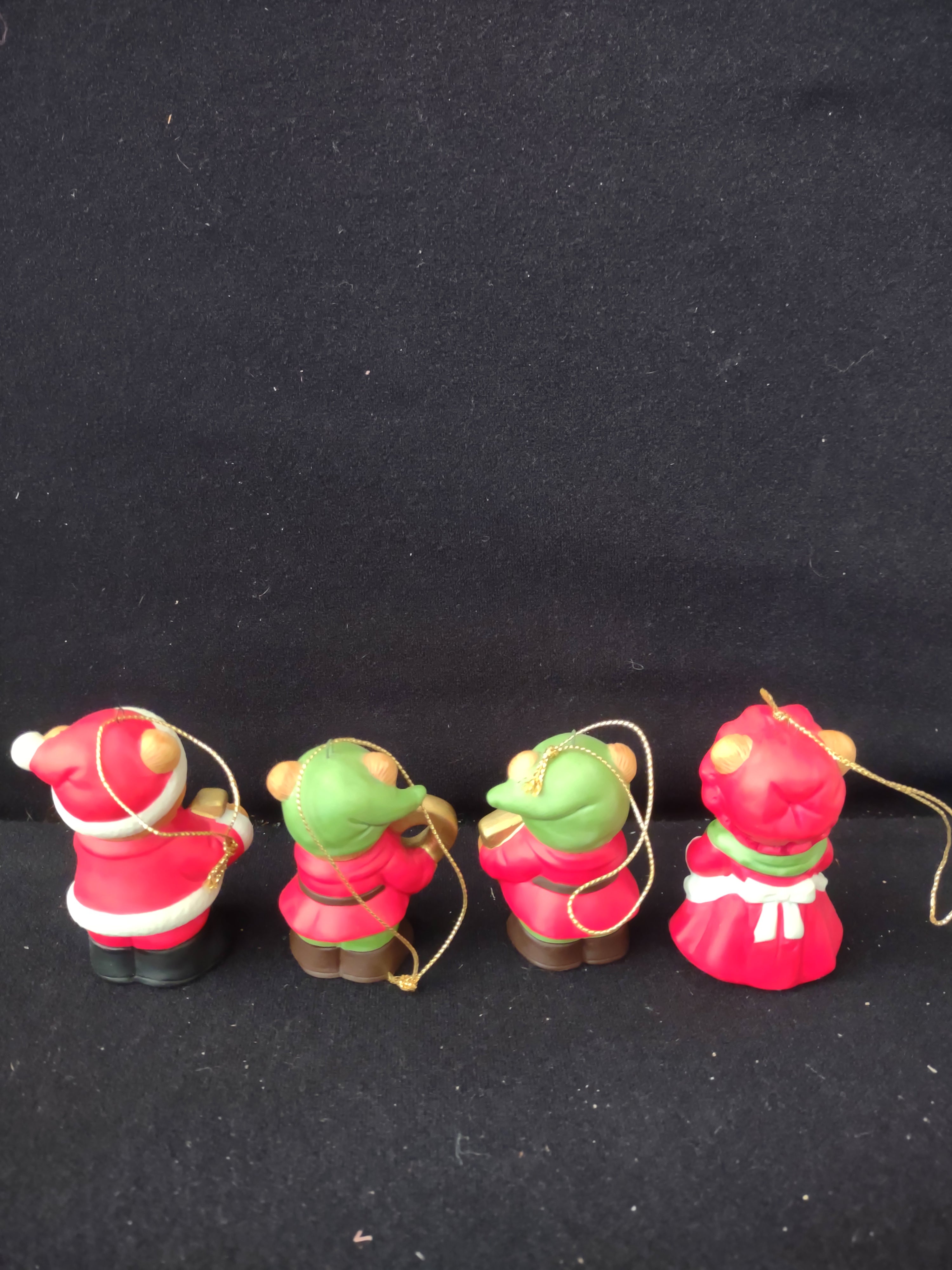 Vintage Homco Christmas Noel Bear Ornaments Set Of 4 (Lot 3733)