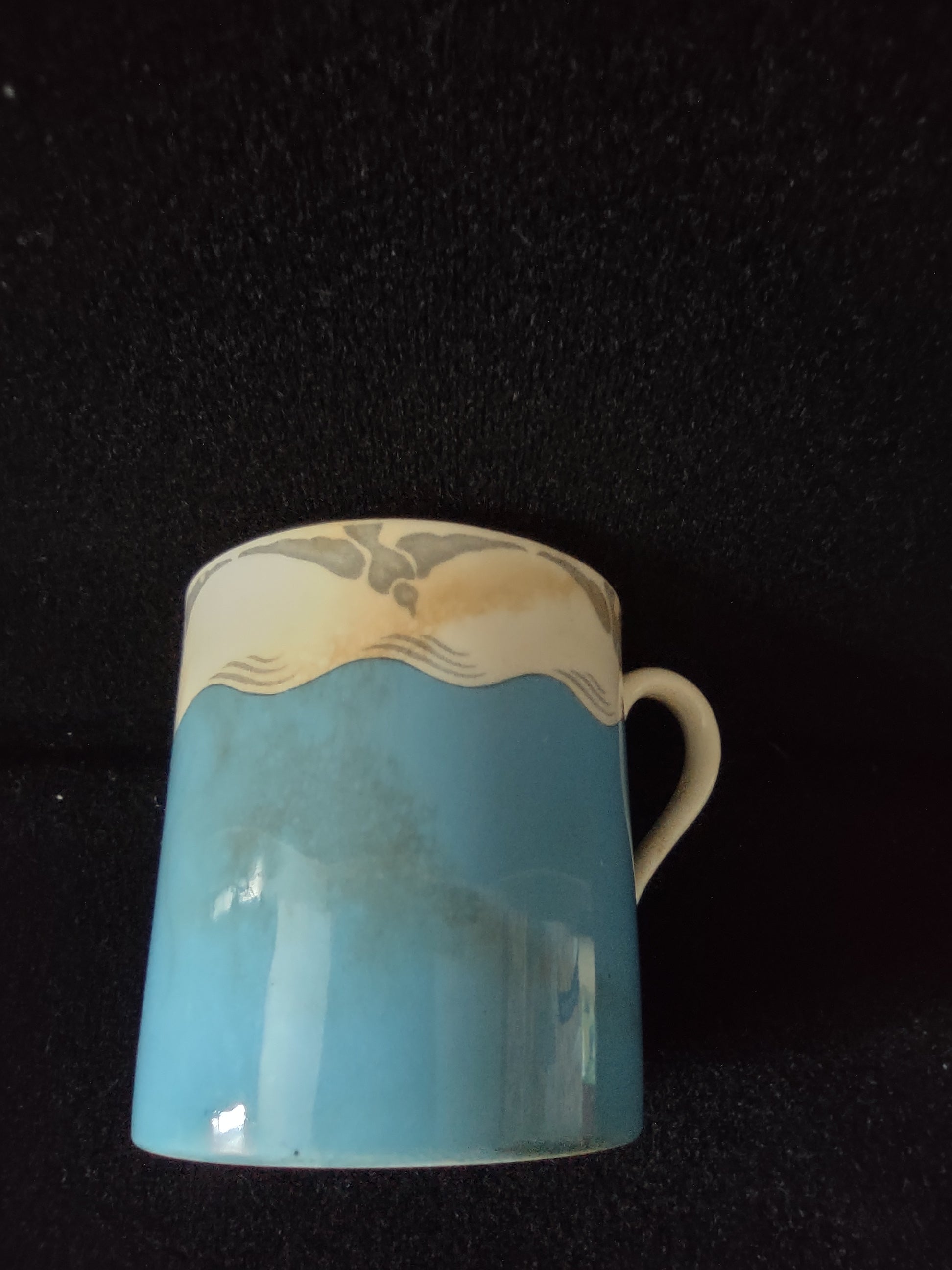 Vintage Spode Demitasse Teacup Saucer Diving Seagulls IMPERFECT (Lot 5766)