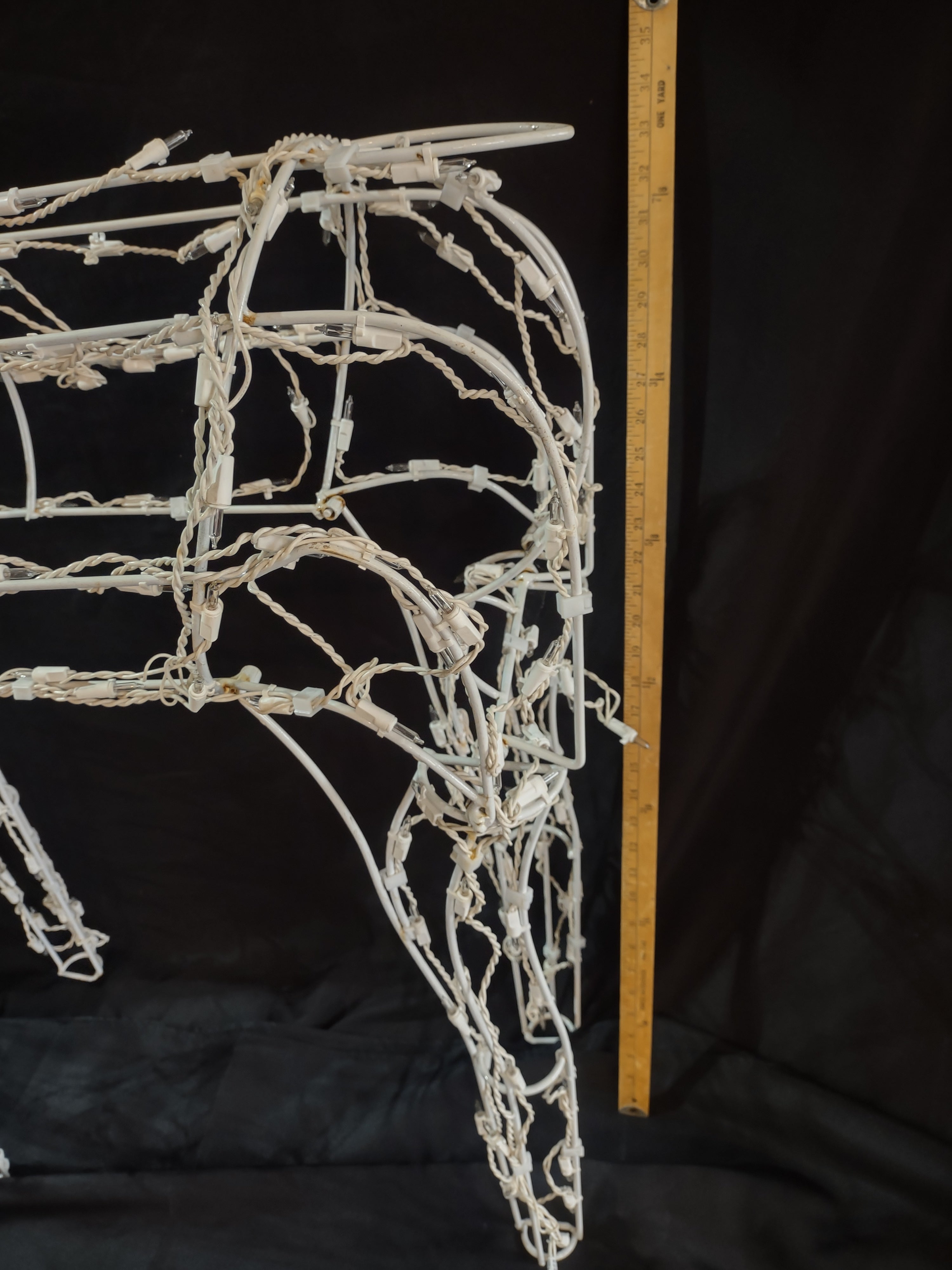 Vintage Christmas White Wire Deer Doe 34" Tall Large IMPERFECT (lot 2413)
