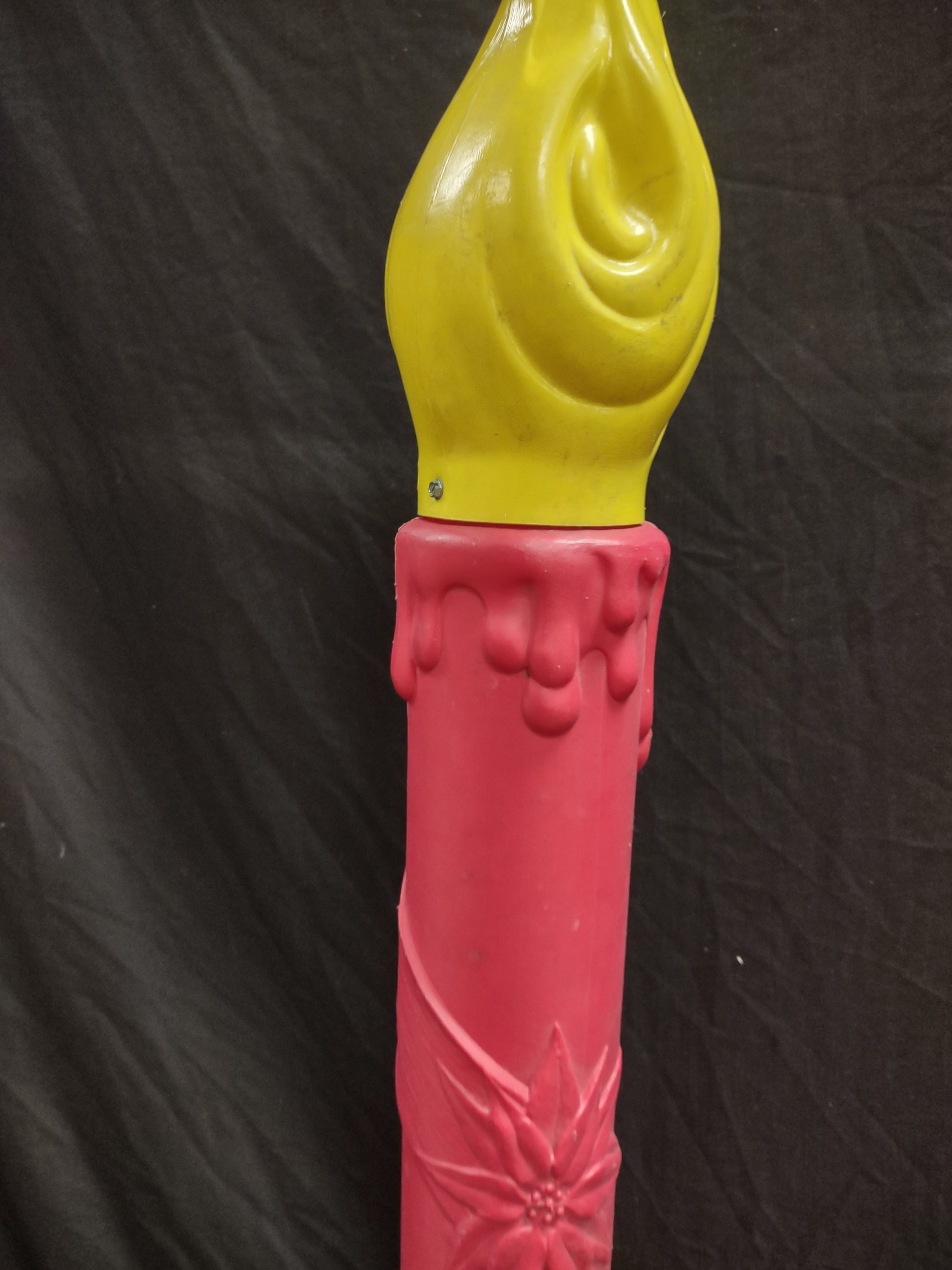 Vintage Christmas Blow Mold Candle Poinsettia Light Up 40" (lot 2322)