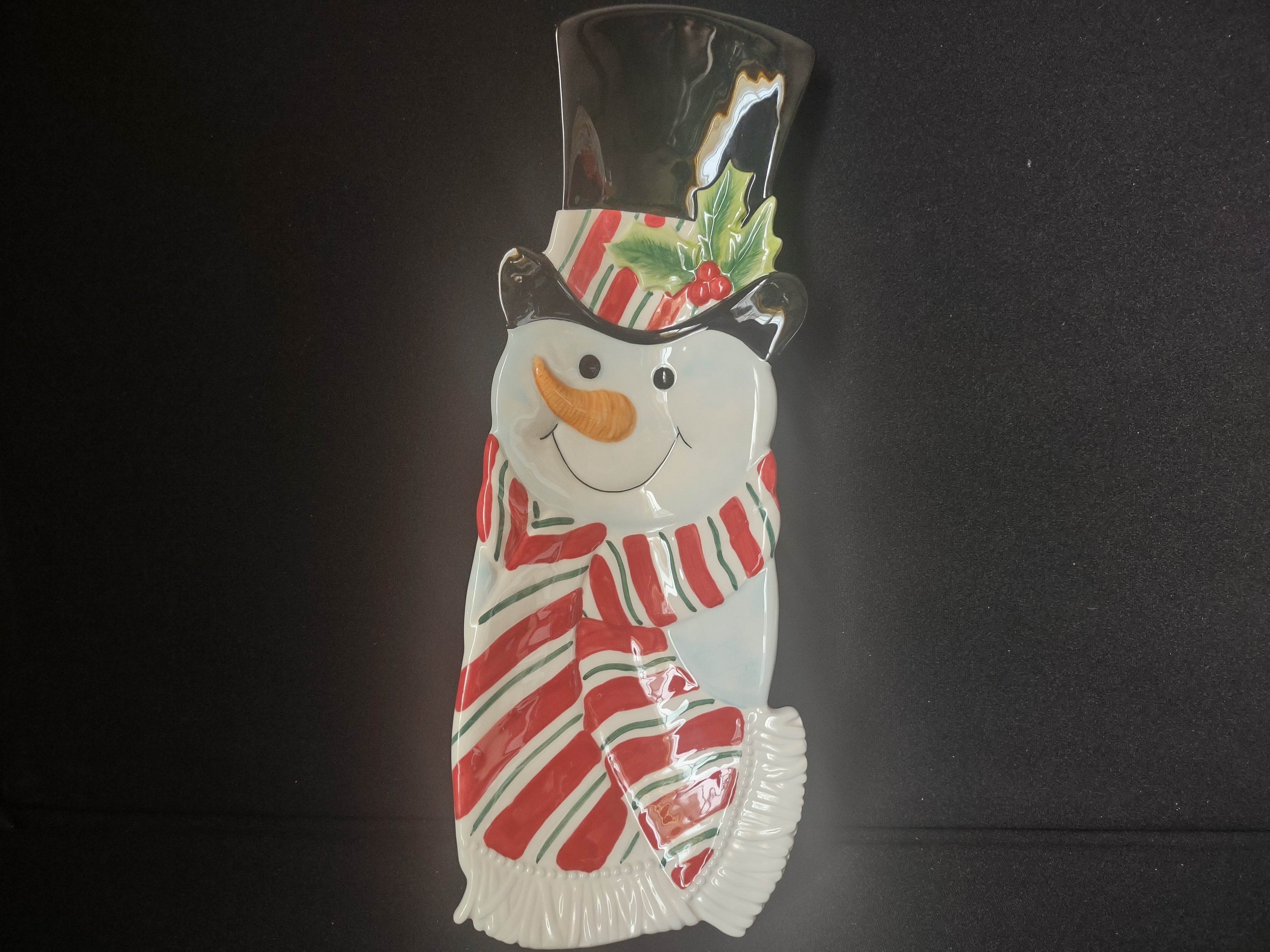 Fitz and Floyd Holiday Christmas Snack Therapy Snowman Server (lot 1532)