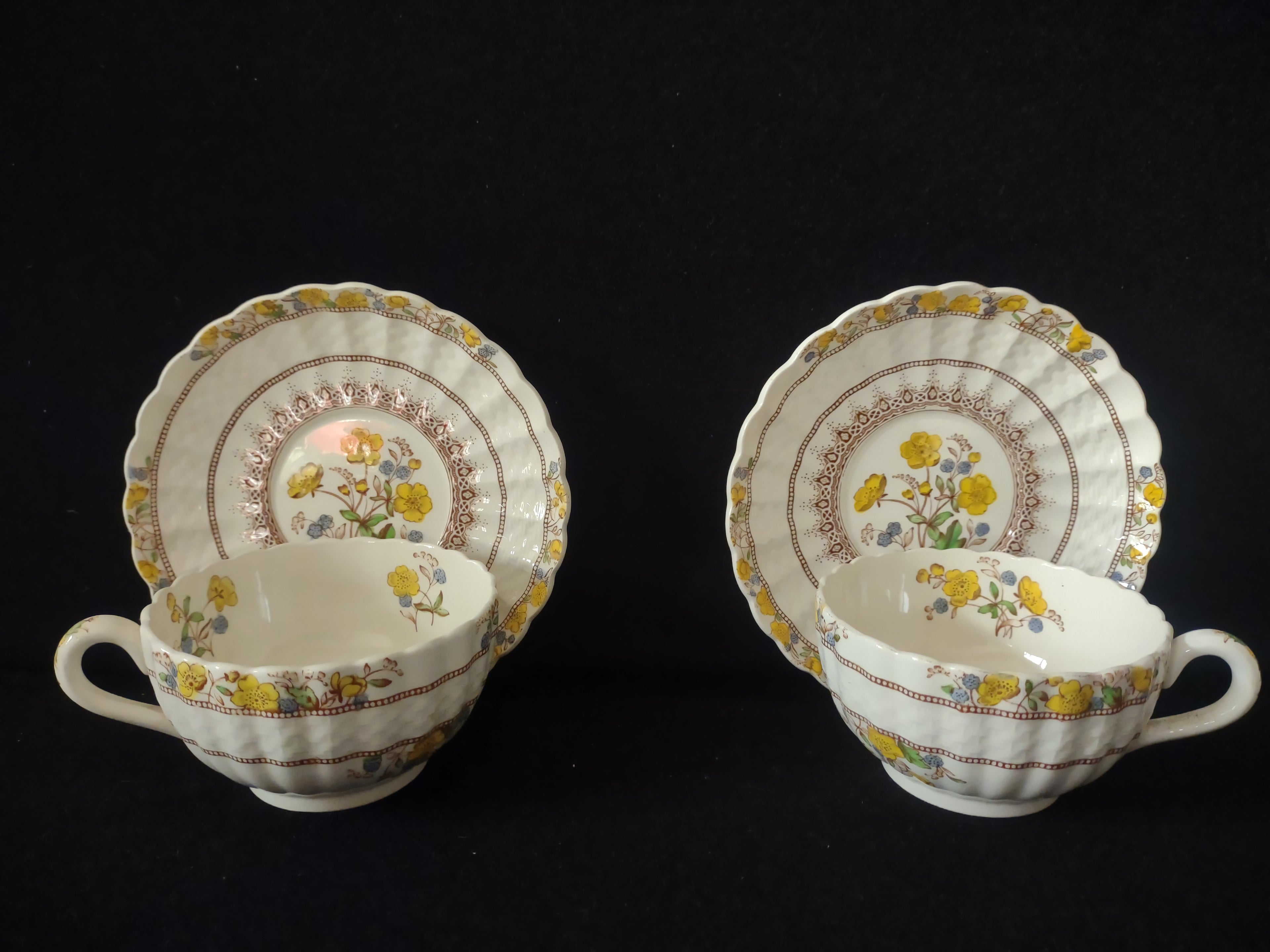 Vintage Spode Buttercup Teacup Saucer x 4 English Countryside Ironstone lot 5746