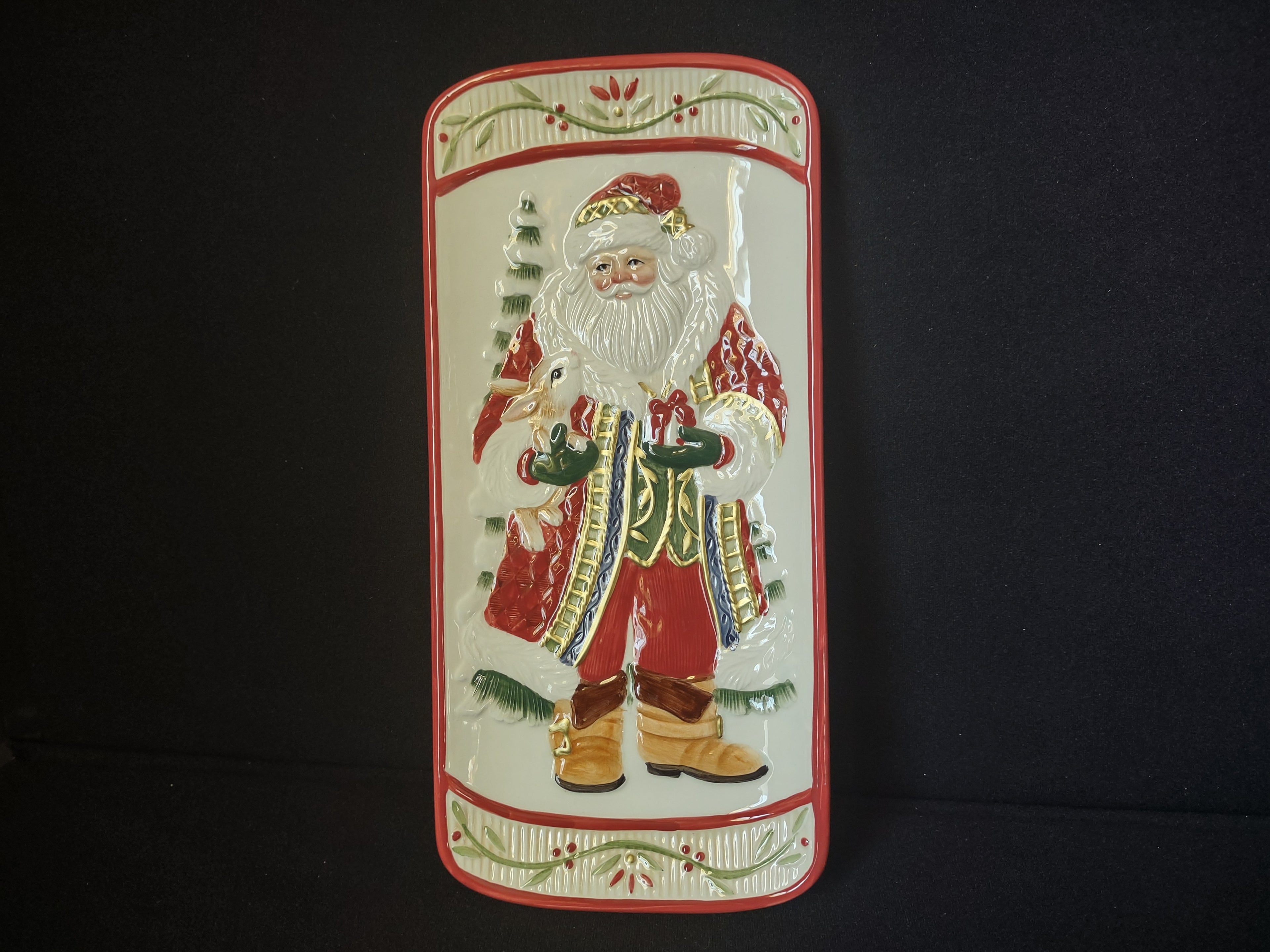 Fitz and Floyd Santa's Forest Friends Christmas Serving Tray (lot 1527)