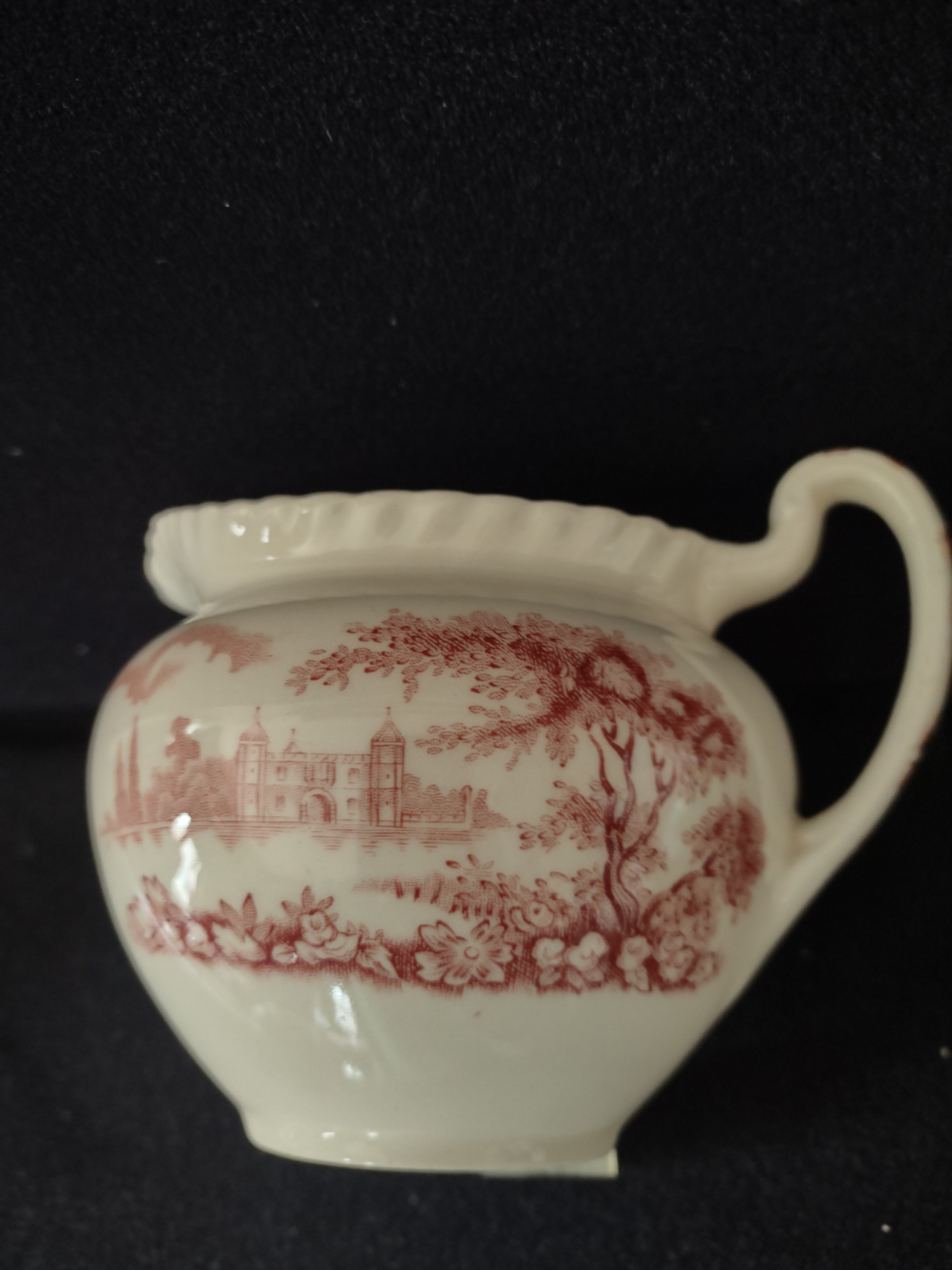 Vintage Johnson Brothers Creamer Open Sugar Bowl Castle On The Lake (Lot 5544)