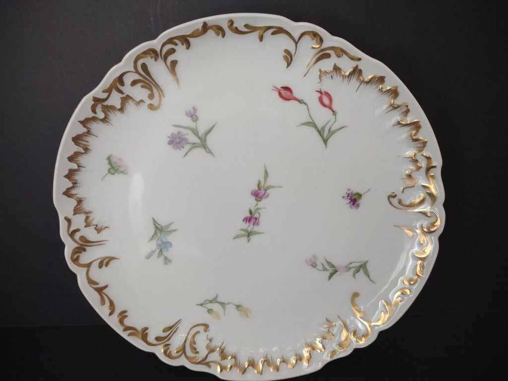 Set 3 JP France Plate Relief Molded Scrollwork Guild Gold Edge Luncheon (lot 358