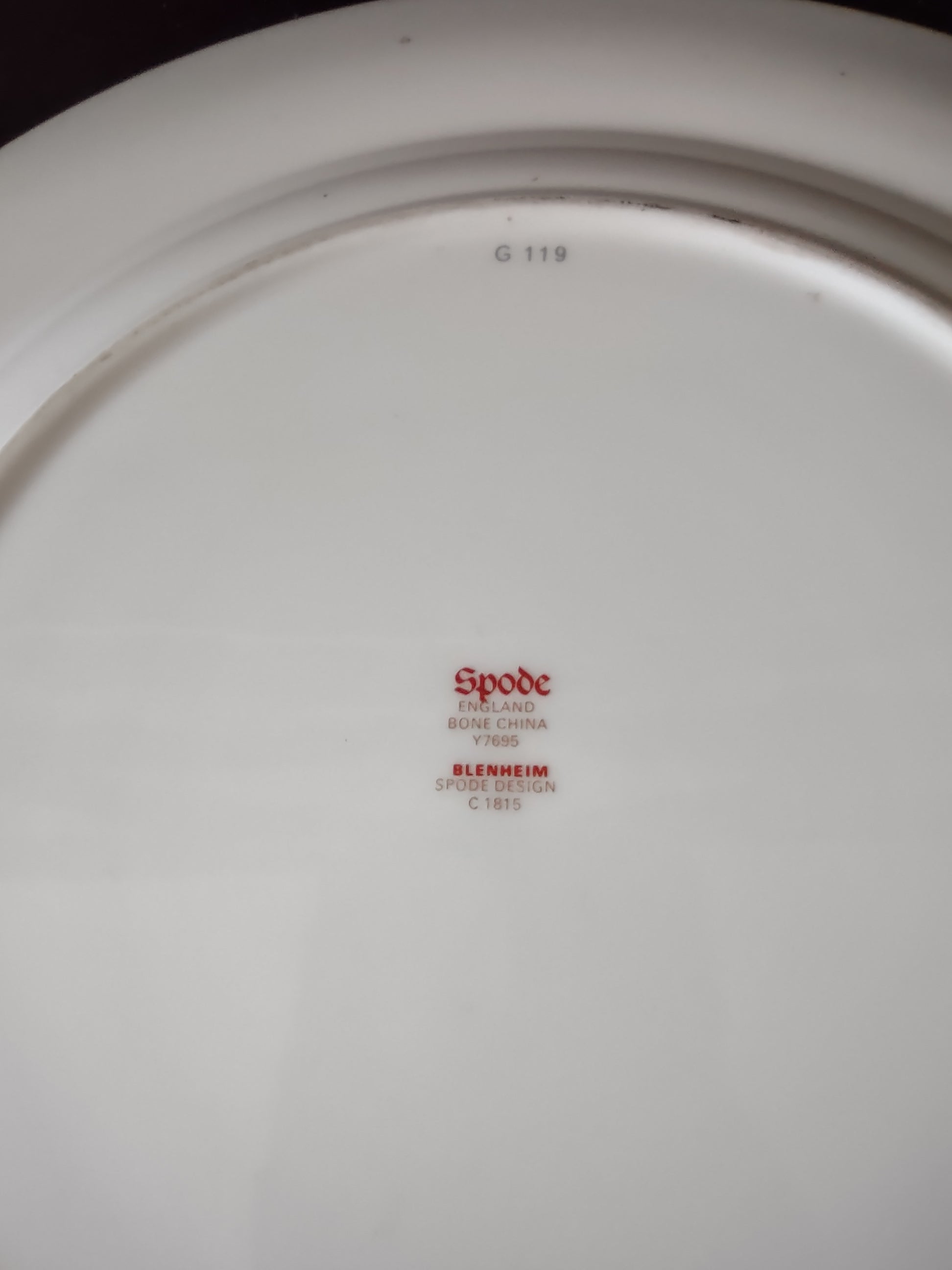 Vintage Spode English Dinner Plate Blenheim Bone China Gold Trim (Lot 5718)
