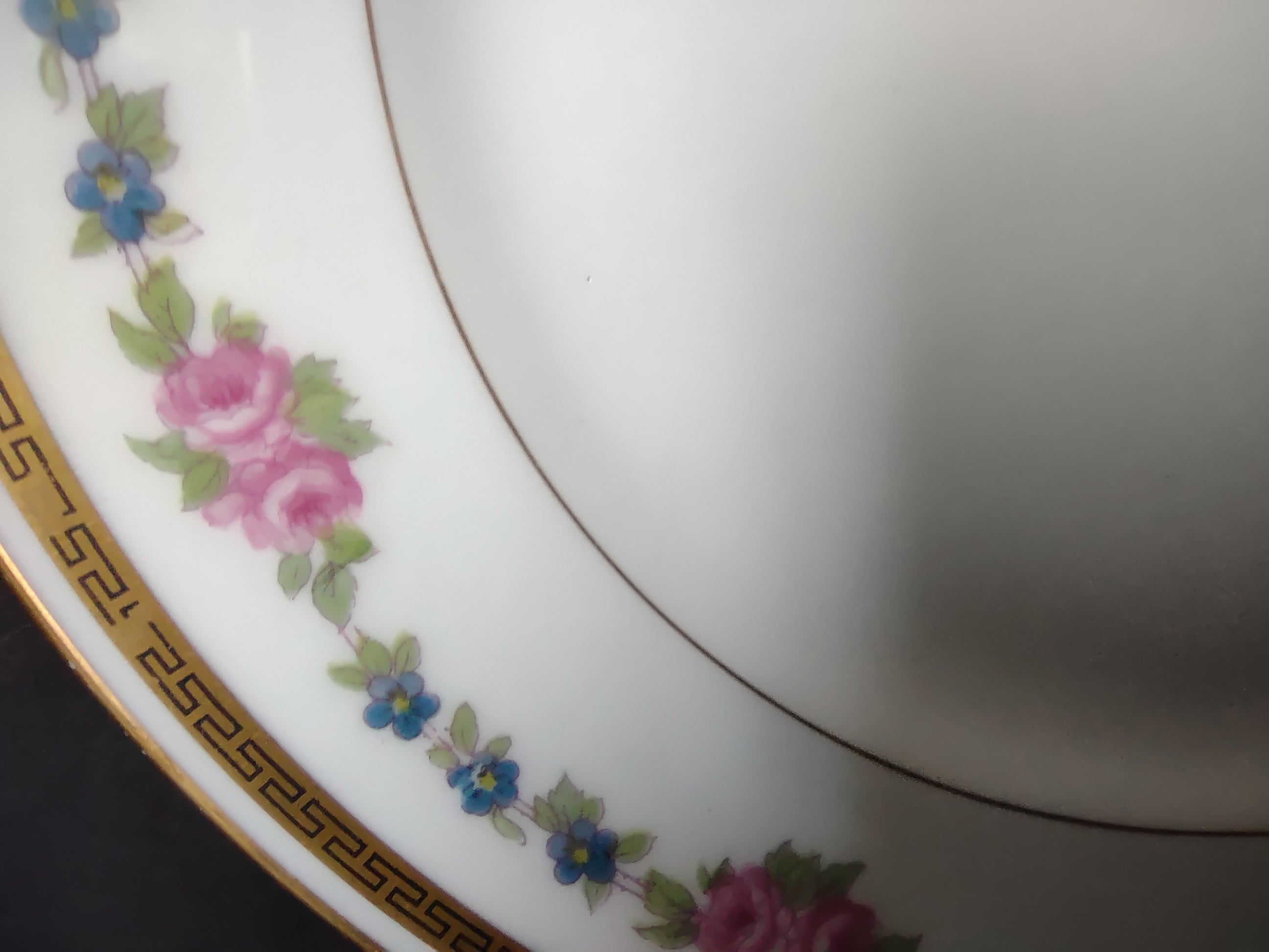France Limoges for L. Bernardaud Double Gold Trim Roses Dessert Plate (lot 972)