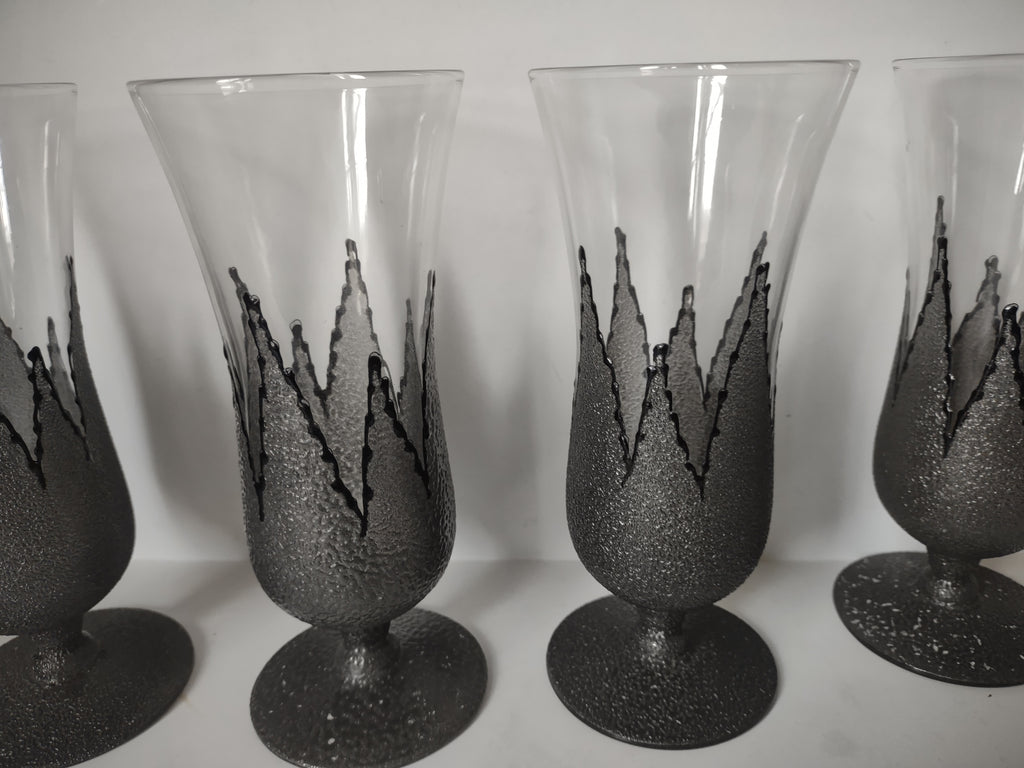 Set of 5 SMALL Hurricane Mixed Drink Glass Vintage MCM (lot 2745)