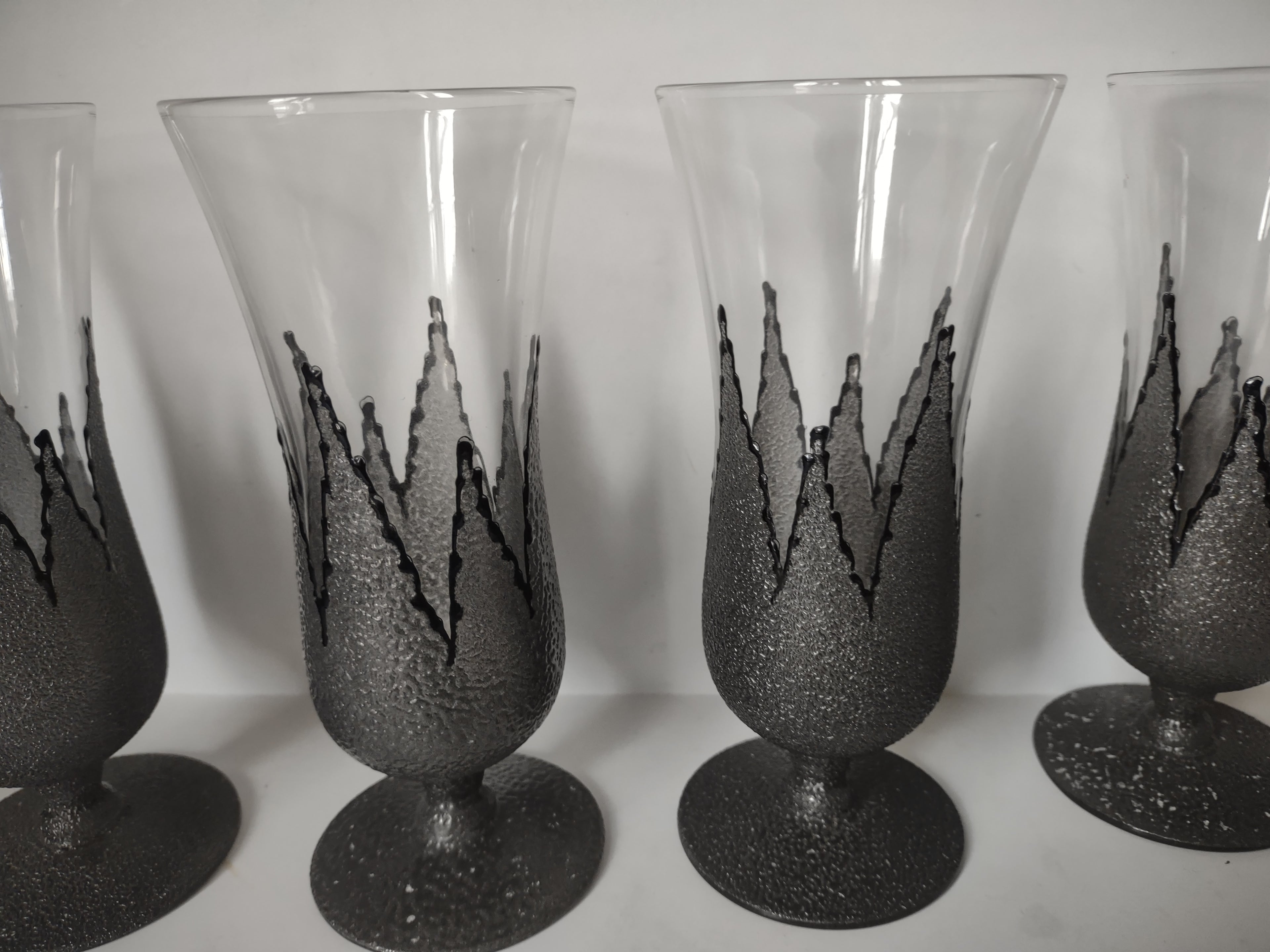 Set of 5 SMALL Hurricane Mixed Drink Glass Vintage MCM (lot 2745)