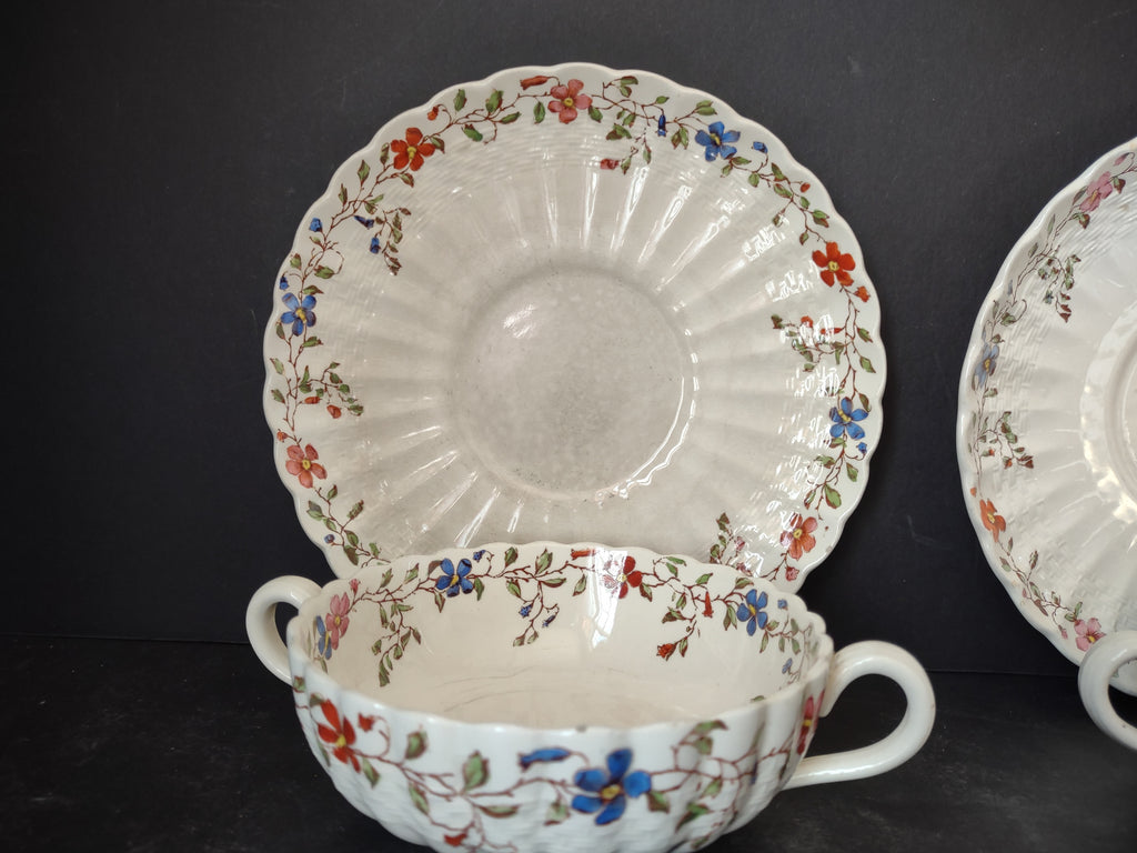 Vintage Spode Cream Soup Cup x 2 Wicker Dale English Countryside (Lot 5771)