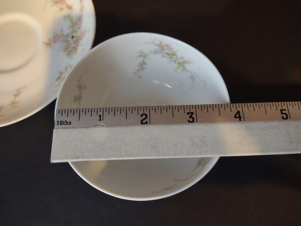 Haviland Limoges Large Tea Cup & Saucer Rose White Purple Flower Moss (lot 902)