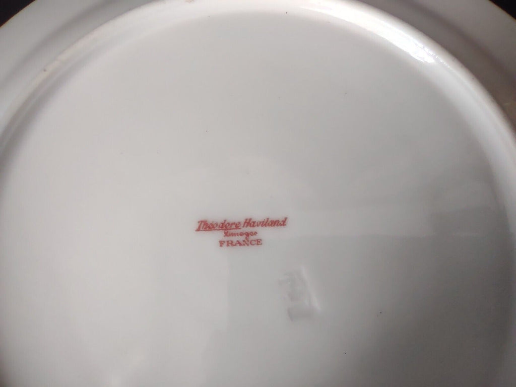Haviland Limoges Gold Green & Pink Rose Trim Salad Luncheon White Plate (lot 685