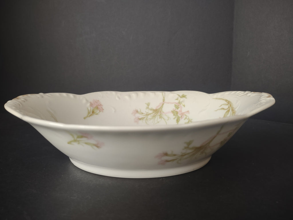 Haviland Limoges Gold Trim Handles Pink Cornflower Serving Bowl (lot 946)