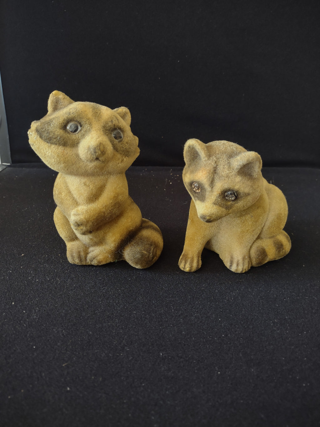 Vintage Flocked Racoon Deer Squirrel Figurines IMPERFECT (lot 3036)