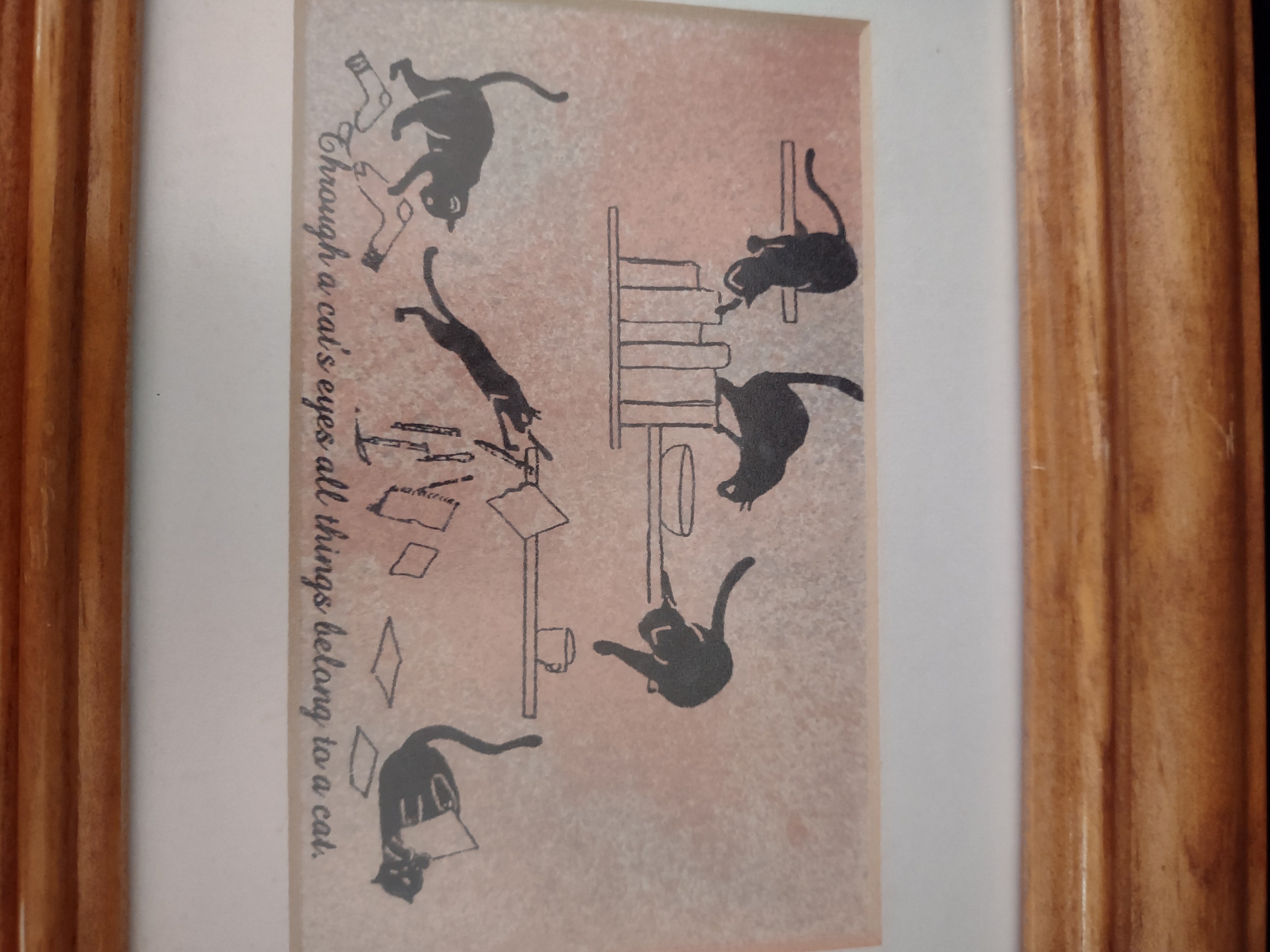Set 2 Pictures Mimi Whitcomb Studios Cat Wooden Frames (lot 1773)