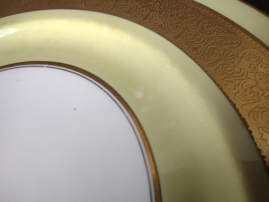 Haviland USA Heavy Ornate Gold Trim Yellow Dinner Charger Plate 10-7/8" (lot 721