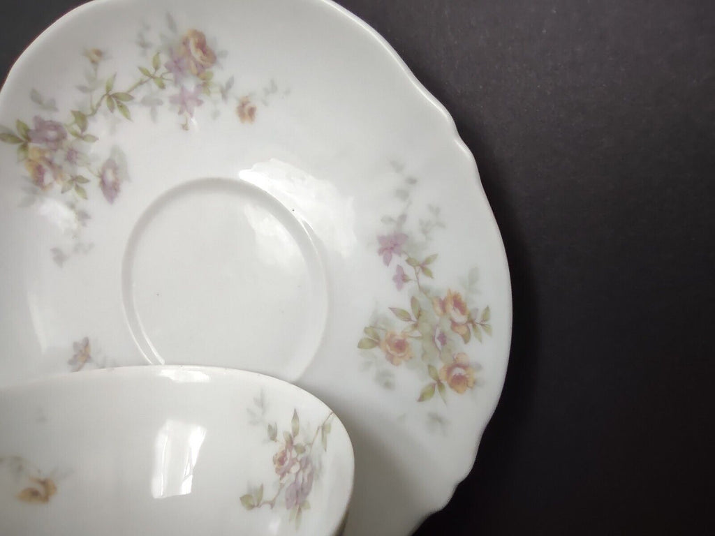 Haviland Limoges France Purple Yellow Rose Gold Trim Teacup & Saucer (lot 711)